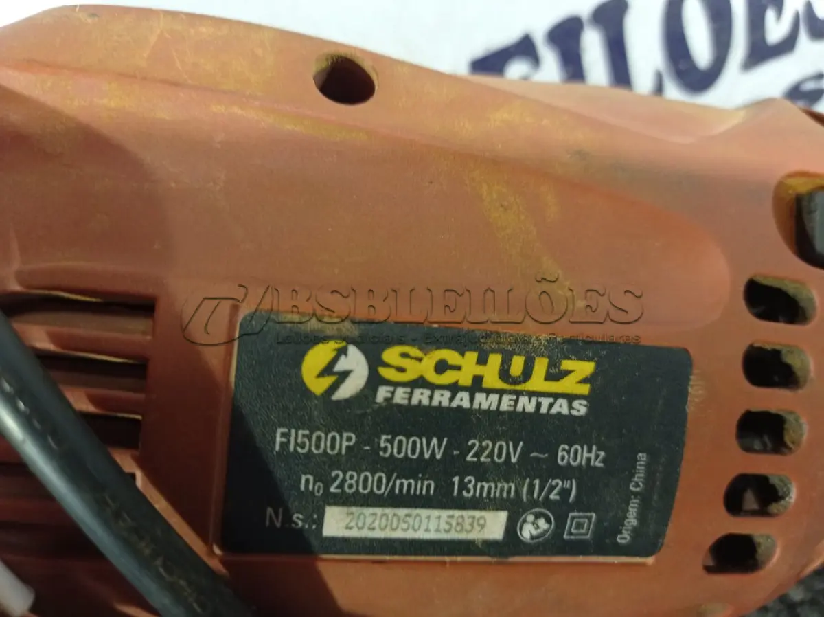 LOTE 060 - 01 PARAFUSADEIRA/FURADEIRA MARCA SCHUZ 220V. (NO ESTADO) ATENÇÃO! FAZER A VISITAÇÃO ANTES DE ARREMATAR, NÃO SABEMOS SE FUNCIONA. LEILÃO NÃO TEM GARANTIA E NEM DEVOLUÇÃO, SUJEITO A POSSÍVEIS AVARIAS VISÍVEIS/OCULTAS E/OU AUSÊNCIA DE COMPONENTES.