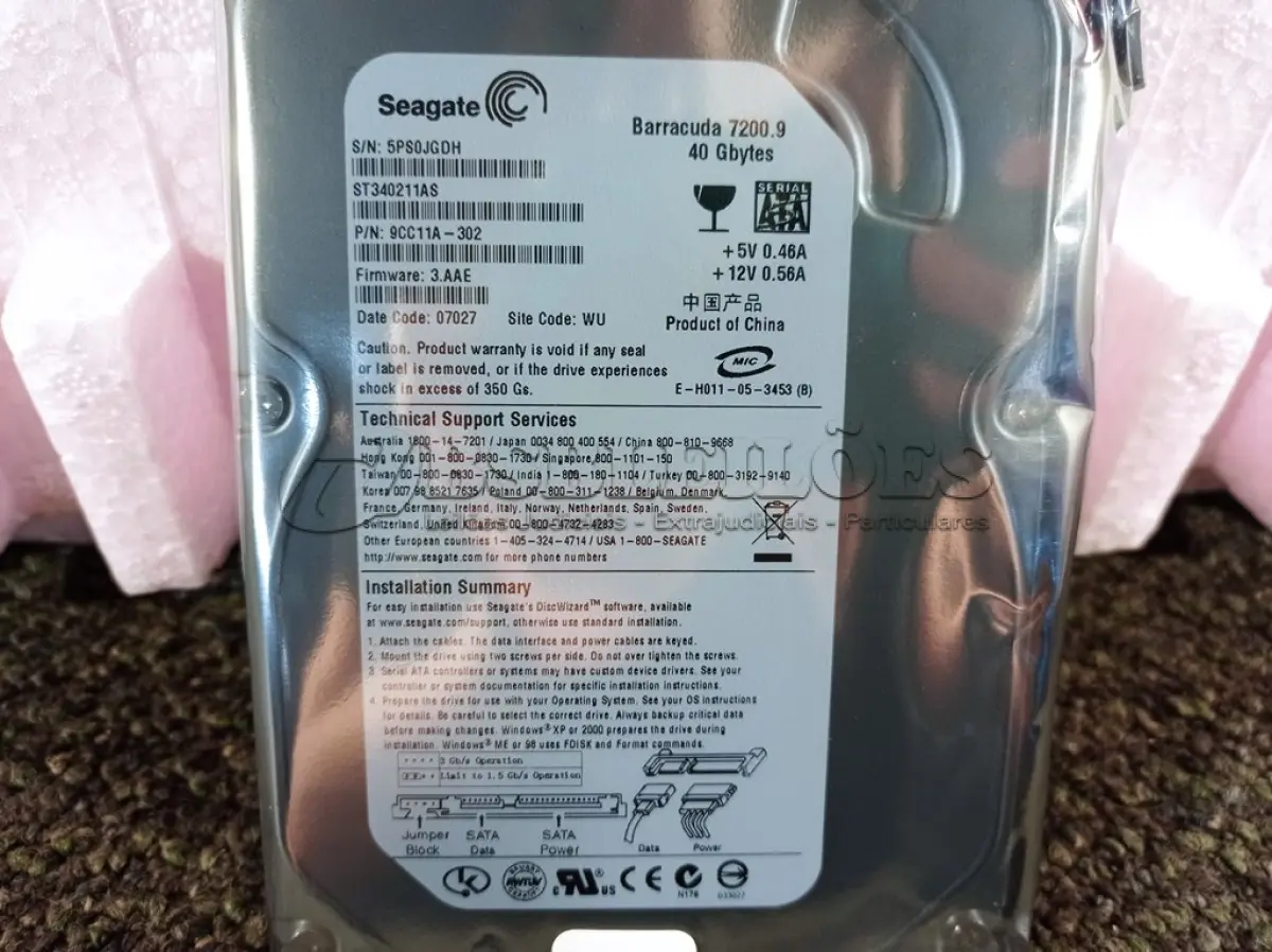 LOTE 048 - 01 LOTE COM 25 HDS DE 40GB CADA. (NO ESTADO) ATENÇÃO! FAZER A VISITAÇÃO ANTES DE ARREMATAR, NÃO SABEMOS SE FUNCIONA. LEILÃO NÃO TEM GARANTIA E NEM DEVOLUÇÃO, SUJEITO A POSSÍVEIS AVARIAS VISÍVEIS/OCULTAS E/OU AUSÊNCIA DE COMPONENTES.