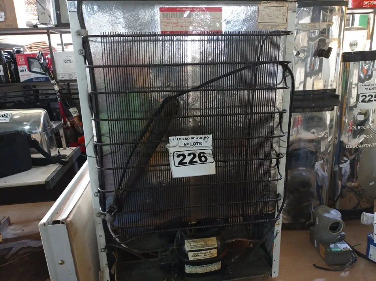 LOTE 226 - 01 FRIGOBAR MARCA PROSDÓCIMO COM AVARIAS. (NO ESTADO) ATENÇÃO! FAZER A VISITAÇÃO ANTES DE ARREMATAR, NÃO SABEMOS SE FUNCIONA. LEILÃO NÃO TEM GARANTIA E NEM DEVOLUÇÃO, SUJEITO A POSSÍVEIS AVARIAS VISÍVEIS/OCULTAS E/OU AUSÊNCIA DE COMPONENTES.