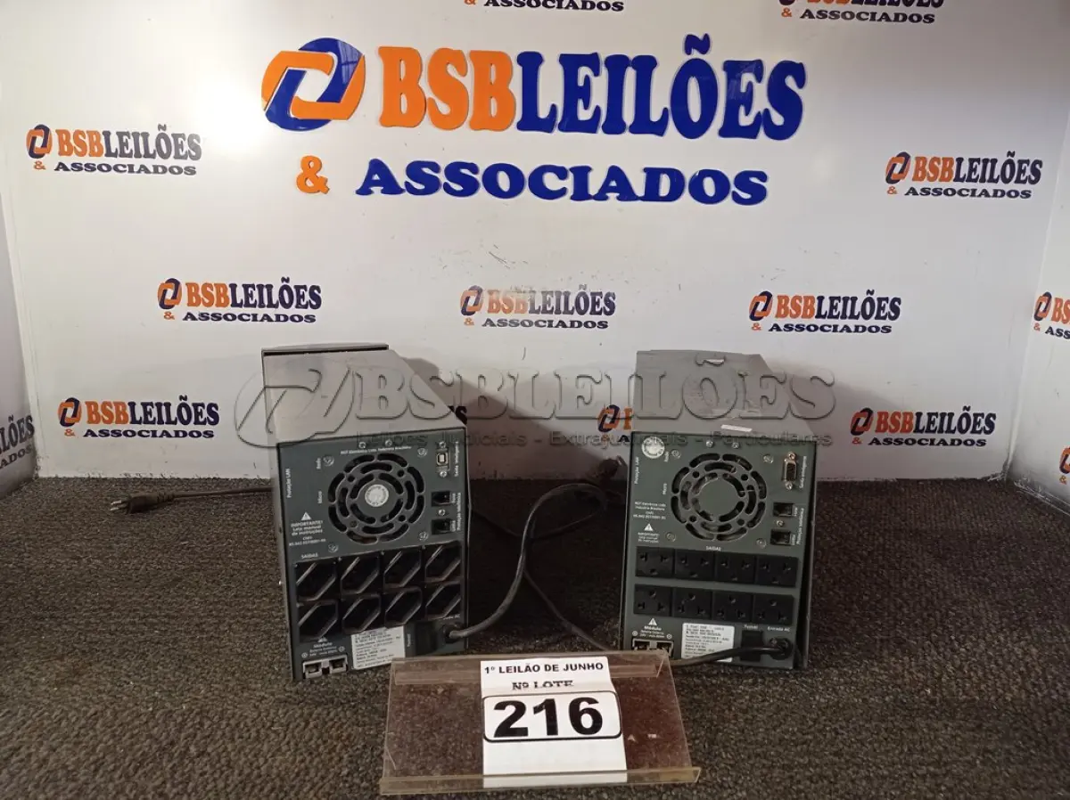 LOTE 216 - 02 NOBREAKS DE 1900VA MARCA INFINIUM. (NO ESTADO) ATENÇÃO! FAZER A VISITAÇÃO ANTES DE ARREMATAR, NÃO SABEMOS SE FUNCIONA. LEILÃO NÃO TEM GARANTIA E NEM DEVOLUÇÃO, SUJEITO A POSSÍVEIS AVARIAS VISÍVEIS/OCULTAS E/OU AUSÊNCIA DE COMPONENTES.