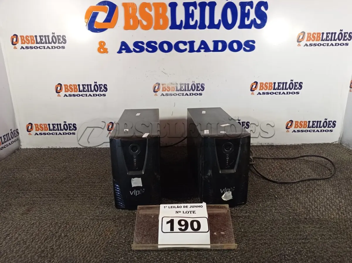 LOTE 190 - 02 NOBREAKS VSI DE 1400VA. (NO ESTADO) ATENÇÃO! FAZER A VISITAÇÃO ANTES DE ARREMATAR, NÃO SABEMOS SE FUNCIONA. LEILÃO NÃO TEM GARANTIA E NEM DEVOLUÇÃO, SUJEITO A POSSÍVEIS AVARIAS VISÍVEIS/OCULTAS E/OU AUSÊNCIA DE COMPONENTES.