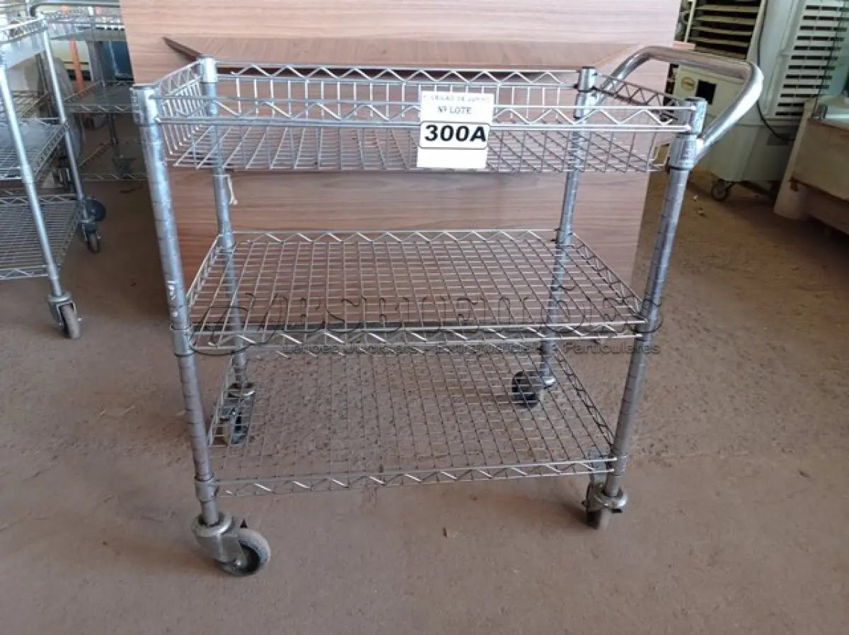 LOTE 300 - 01 CARRINHO PARA COPA COM 03 BANDEJAS E RODINHAS. (NO ESTADO) ATENÇÃO! FAZER A VISITAÇÃO ANTES DE ARREMATAR, NÃO SABEMOS SE FUNCIONA. LEILÃO NÃO TEM GARANTIA E NEM DEVOLUÇÃO, SUJEITO A POSSÍVEIS AVARIAS VISÍVEIS/OCULTAS E/OU AUSÊNCIA DE COMPONENTES.
