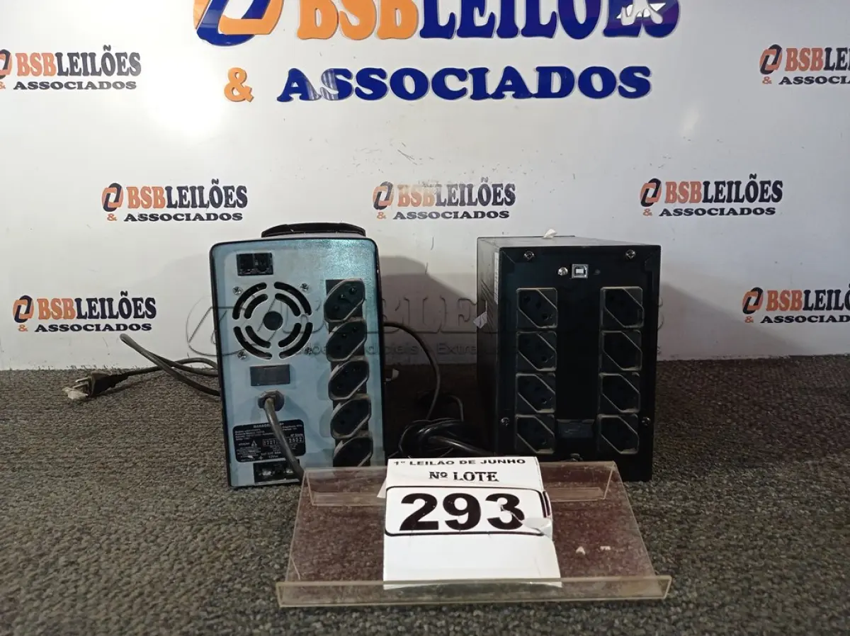 LOTE 293 - 02 NOBREAKS DE 1400VA. (NO ESTADO) ATENÇÃO! FAZER A VISITAÇÃO ANTES DE ARREMATAR, NÃO SABEMOS SE FUNCIONA. LEILÃO NÃO TEM GARANTIA E NEM DEVOLUÇÃO, SUJEITO A POSSÍVEIS AVARIAS VISÍVEIS/OCULTAS E/OU AUSÊNCIA DE COMPONENTES.