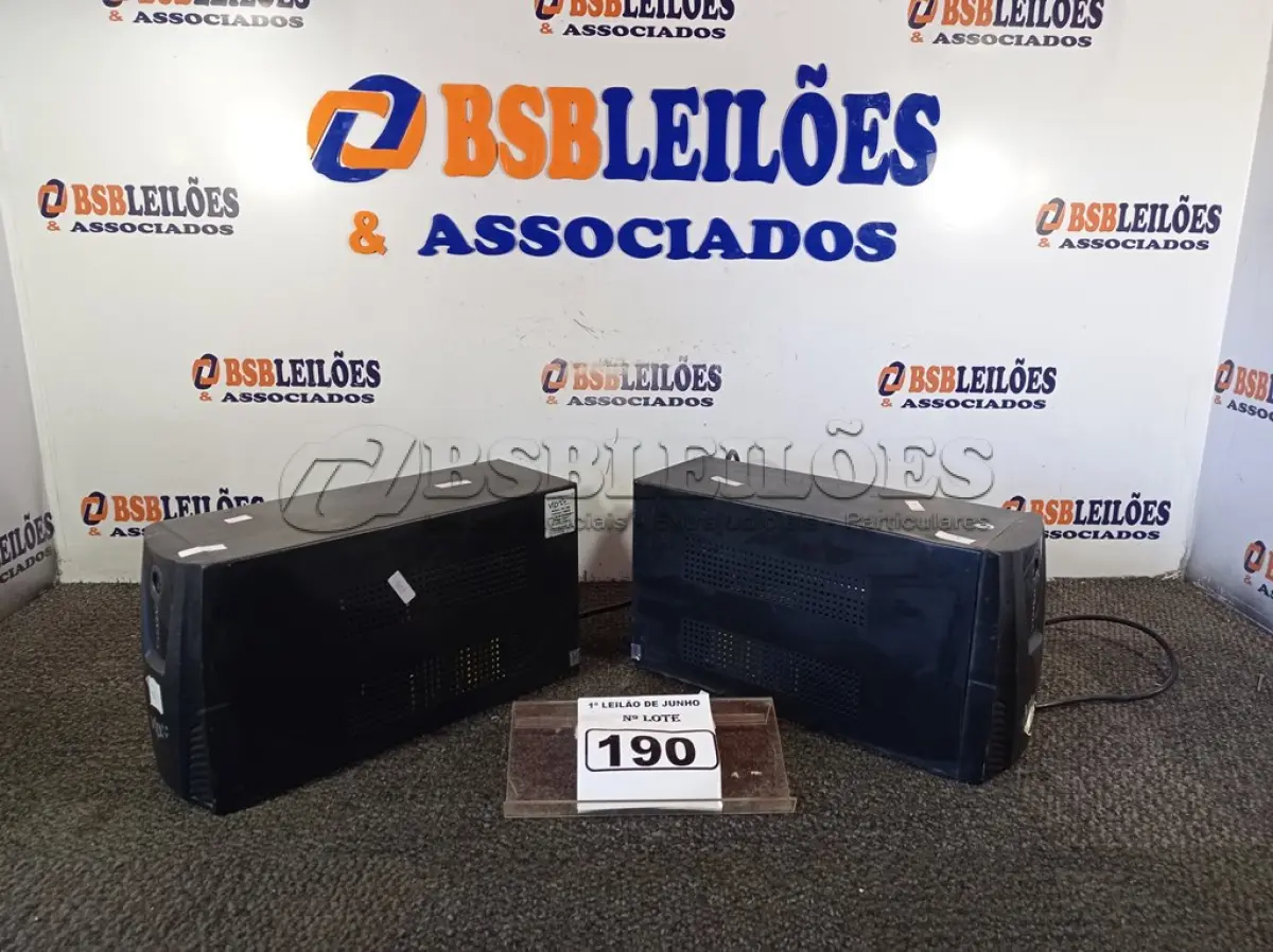 LOTE 190 - 02 NOBREAKS VSI DE 1400VA. (NO ESTADO) ATENÇÃO! FAZER A VISITAÇÃO ANTES DE ARREMATAR, NÃO SABEMOS SE FUNCIONA. LEILÃO NÃO TEM GARANTIA E NEM DEVOLUÇÃO, SUJEITO A POSSÍVEIS AVARIAS VISÍVEIS/OCULTAS E/OU AUSÊNCIA DE COMPONENTES.