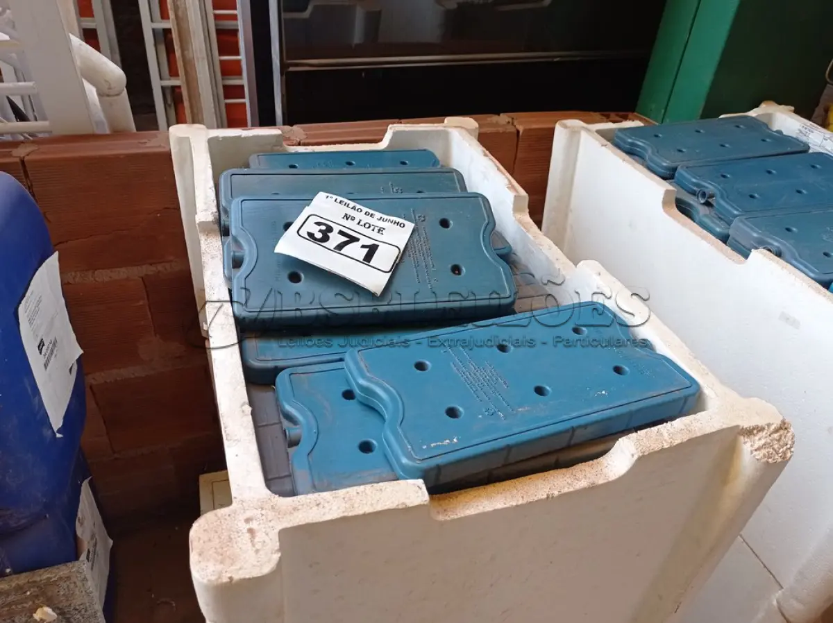 LOTE 371 - 01 LOTE COM GRANDE QUANTIDADE DE PLACAS PARA FAZER GELO RÍGIDO REUTILIZÁVEL. (NO ESTADO) ATENÇÃO! FAZER A VISITAÇÃO ANTES DE ARREMATAR, NÃO SABEMOS SE FUNCIONA. LEILÃO NÃO TEM GARANTIA E NEM DEVOLUÇÃO, SUJEITO A POSSÍVEIS AVARIAS VISÍVEIS/OCULTAS E/OU AUSÊNCIA DE COMPONENTES.