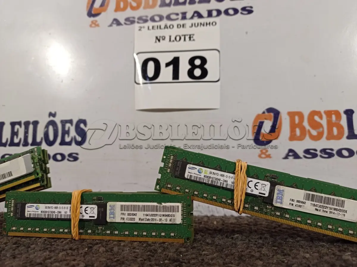 LOTE 018 - 14 PENTS DE MEMÓRIA PARA SERVIDOR 8GB CADA. (NO ESTADO) ATENÇÃO! FAZER A VISITAÇÃO ANTES DE ARREMATAR, NÃO SABEMOS SE FUNCIONA. LEILÃO NÃO TEM GARANTIA E NEM DEVOLUÇÃO, SUJEITO A POSSÍVEIS AVARIAS VISÍVEIS/OCULTAS E/OU AUSÊNCIA DE COMPONENTES.