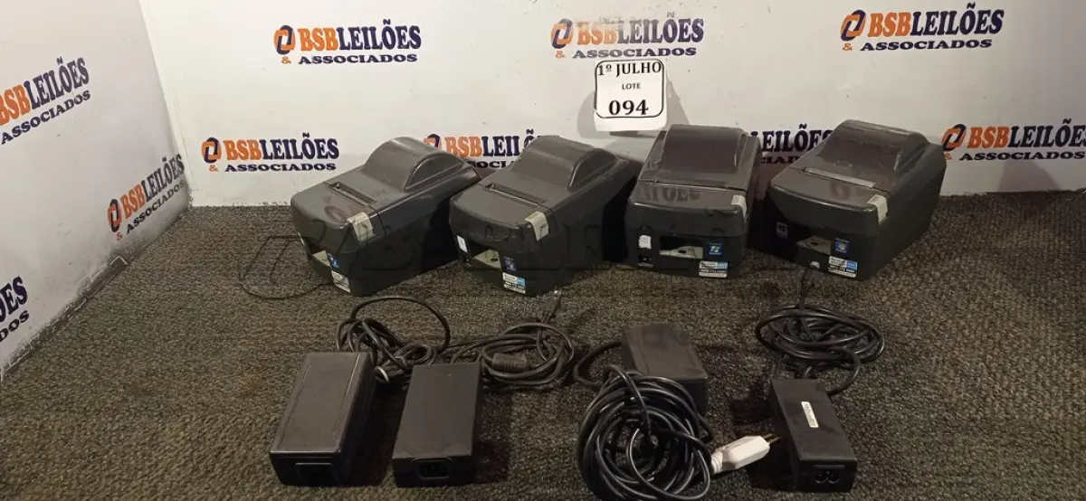 LOTE 094 - 04 IMPRESSORAS TÉRMICAS, DR-800/005 COM FONTE SEM O CABO. (NO ESTADO) ATENÇÃO! FAZER A VISITAÇÃO ANTES DE ARREMATAR, NÃO SABEMOS SE FUNCIONA. LEILÃO NÃO TEM GARANTIA E NEM DEVOLUÇÃO, SUJEITO A POSSÍVEIS AVARIAS VISÍVEIS/OCULTAS E/OU AUSÊNCIA DE COMPONENTES.