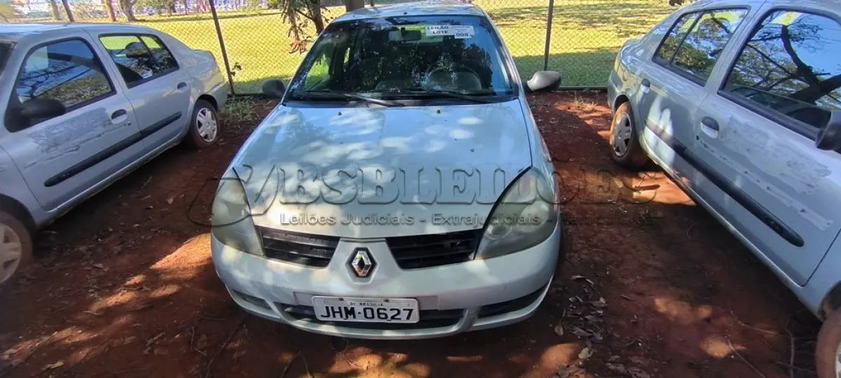 LOTE 008 - 01 RENAULT CLIO AUT1616VS; PLACA: JHM-0627; ANO: 2008. CHASSI: 8A1LB8E058L033341, RENAVAM: 00973873230;(NO ESTADO)