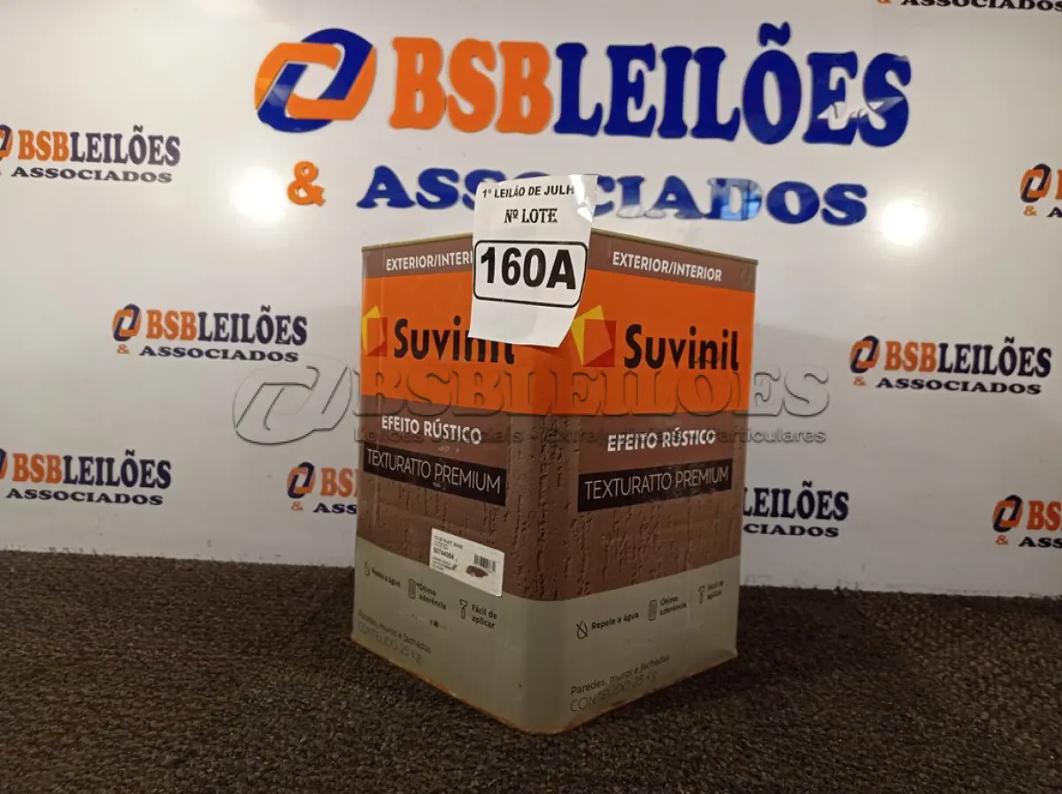 LOTE 160 - 01 LATA DE TINTA TEXTURATTO PREMIUM EFEITO RÚSTICO EXTERIOR/INTERIOR SUVINIL 25KG. (NO ESTADO) ATENÇÃO! FAZER A VISITAÇÃO ANTES DE ARREMATAR, NÃO SABEMOS SE FUNCIONA. LEILÃO NÃO TEM GARANTIA E NEM DEVOLUÇÃO, SUJEITO A POSSÍVEIS AVARIAS VISÍVEIS/OCULTAS E/OU AUSÊNCIA DE COMPONENTES.