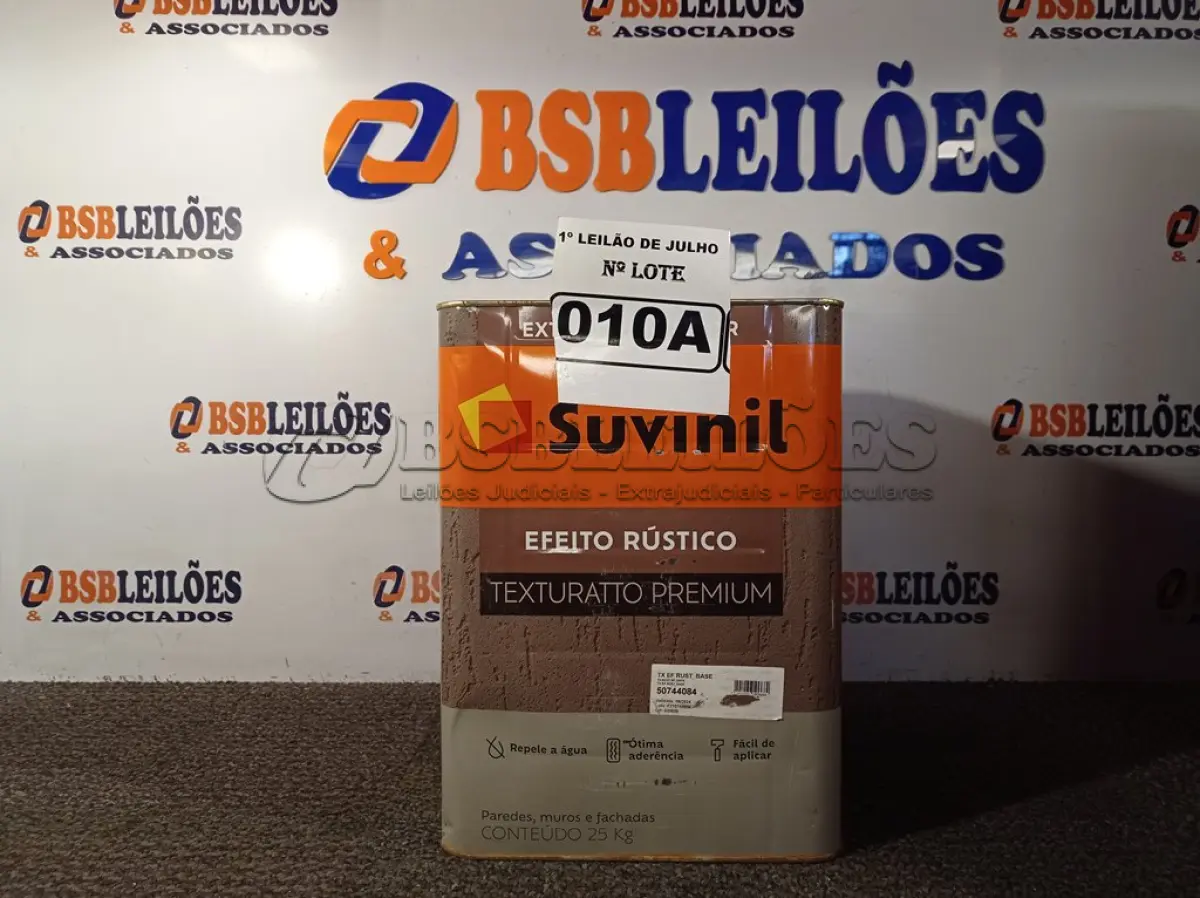 LOTE 010 - 01 LATA DE TINTA TEXTURATTO PREMIUM EFEITO RÚSTICO EXTERIOR/INTERIOR SUVINIL 25KG. (NO ESTADO) ATENÇÃO! FAZER A VISITAÇÃO ANTES DE ARREMATAR, NÃO SABEMOS SE FUNCIONA. LEILÃO NÃO TEM GARANTIA E NEM DEVOLUÇÃO, SUJEITO A POSSÍVEIS AVARIAS VISÍVEIS/OCULTAS E/OU AUSÊNCIA DE COMPONENTES.