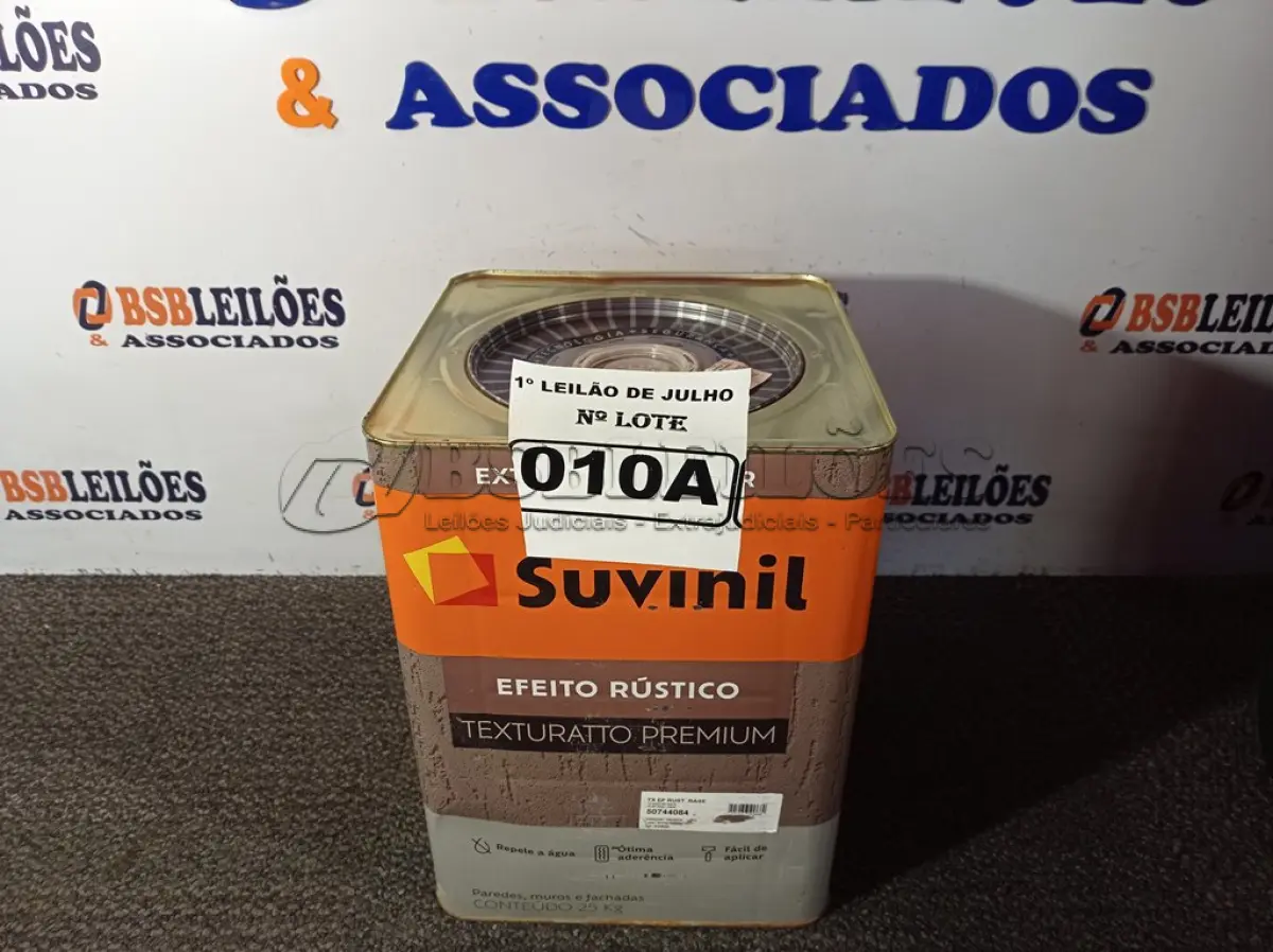 LOTE 010 - 01 LATA DE TINTA TEXTURATTO PREMIUM EFEITO RÚSTICO EXTERIOR/INTERIOR SUVINIL 25KG. (NO ESTADO) ATENÇÃO! FAZER A VISITAÇÃO ANTES DE ARREMATAR, NÃO SABEMOS SE FUNCIONA. LEILÃO NÃO TEM GARANTIA E NEM DEVOLUÇÃO, SUJEITO A POSSÍVEIS AVARIAS VISÍVEIS/OCULTAS E/OU AUSÊNCIA DE COMPONENTES.