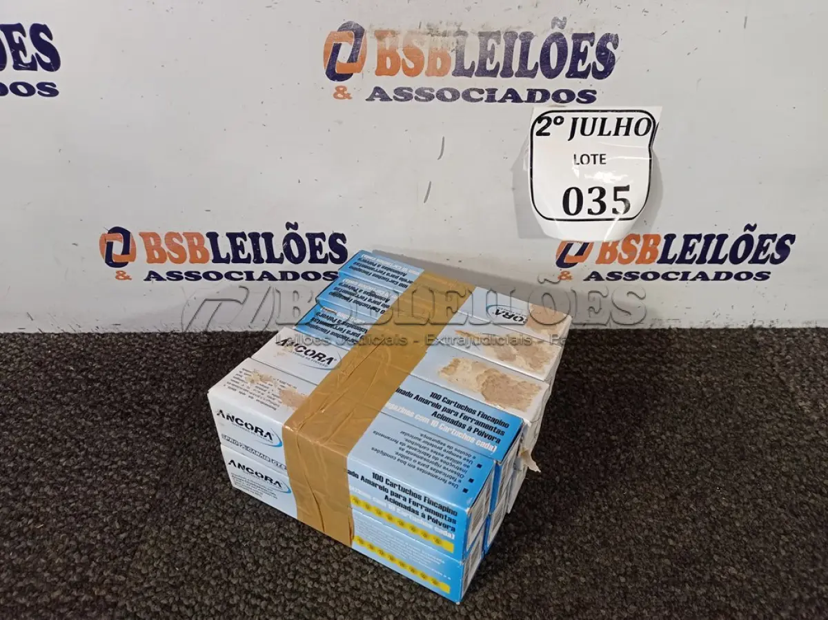 LOTE 035 - 100 CARTUCHOS FINCAPINO MAGAZINADO AMARELO PARA FERRAMENTAS ACIONADAS Á PÓLVORA. (NO ESTADO) ATENÇÃO! FAZER A VISITAÇÃO ANTES DE ARREMATAR, NÃO SABEMOS SE FUNCIONA. LEILÃO NÃO TEM GARANTIA E NEM DEVOLUÇÃO, SUJEITO A POSSÍVEIS AVARIAS VISÍVEIS/OCULTAS E/OU AUSÊNCIA DE COMPONENTES.