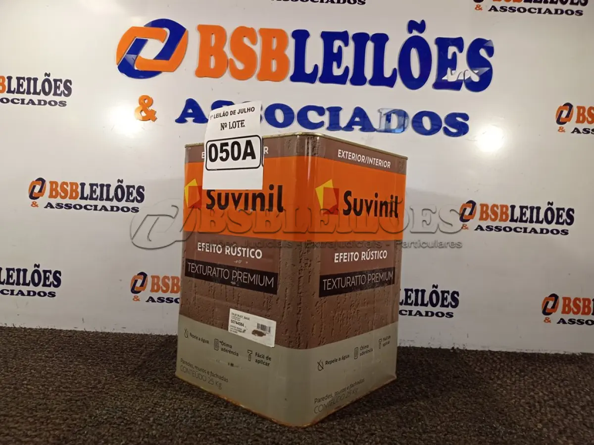 LOTE 050 - 01 LATA DE TINTA TEXTURATTO PREMIUM EFEITO RÚSTICO EXTERIOR/INTERIOR SUVINIL 25KG. (NO ESTADO) ATENÇÃO! FAZER A VISITAÇÃO ANTES DE ARREMATAR, NÃO SABEMOS SE FUNCIONA. LEILÃO NÃO TEM GARANTIA E NEM DEVOLUÇÃO, SUJEITO A POSSÍVEIS AVARIAS VISÍVEIS/OCULTAS E/OU AUSÊNCIA DE COMPONENTES. 