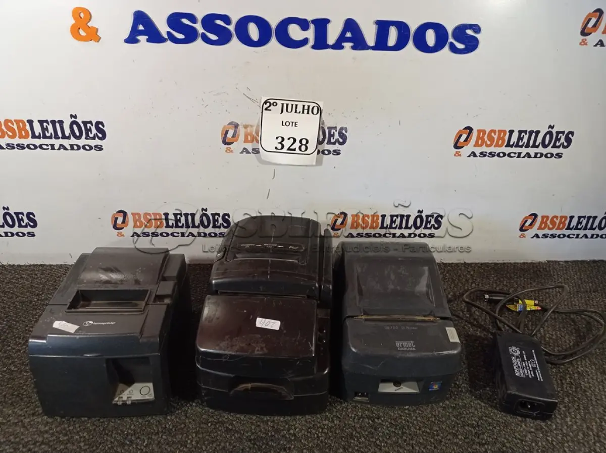 LOTE 328 - 03 IMPRESSORAS NÃO FISCAIS (NO ESTADO) ATENÇÃO! FAZER A VISITAÇÃO ANTES DE ARREMATAR, NÃO SABEMOS SE FUNCIONA. LEILÃO NÃO TEM GARANTIA E NEM DEVOLUÇÃO, SUJEITO A POSSÍVEIS AVARIAS VISÍVEIS/OCULTAS E/OU AUSÊNCIA DE COMPONENTES.
