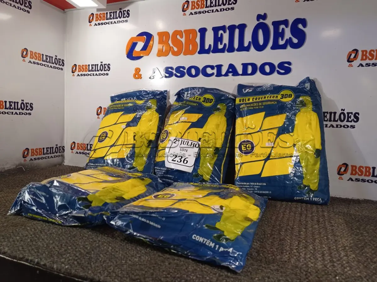 LOTE 236 - 05 MACACÕES DE SEGURANÇA VOLH GOVERTECH 300 TAMANHO EG. (NO ESTADO) ATENÇÃO! FAZER A VISITAÇÃO ANTES DE ARREMATAR, NÃO SABEMOS SE FUNCIONA. LEILÃO NÃO TEM GARANTIA E NEM DEVOLUÇÃO, SUJEITO A POSSÍVEIS AVARIAS VISÍVEIS/OCULTAS E/OU AUSÊNCIA DE COMPONENTES.