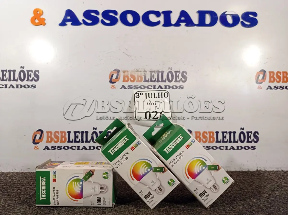 LOTE 026 - 03 LÂMPADAS SMART WI-FI LED 10W A60 RGB - TASHIBRA NOVO. (NO ESTADO)
