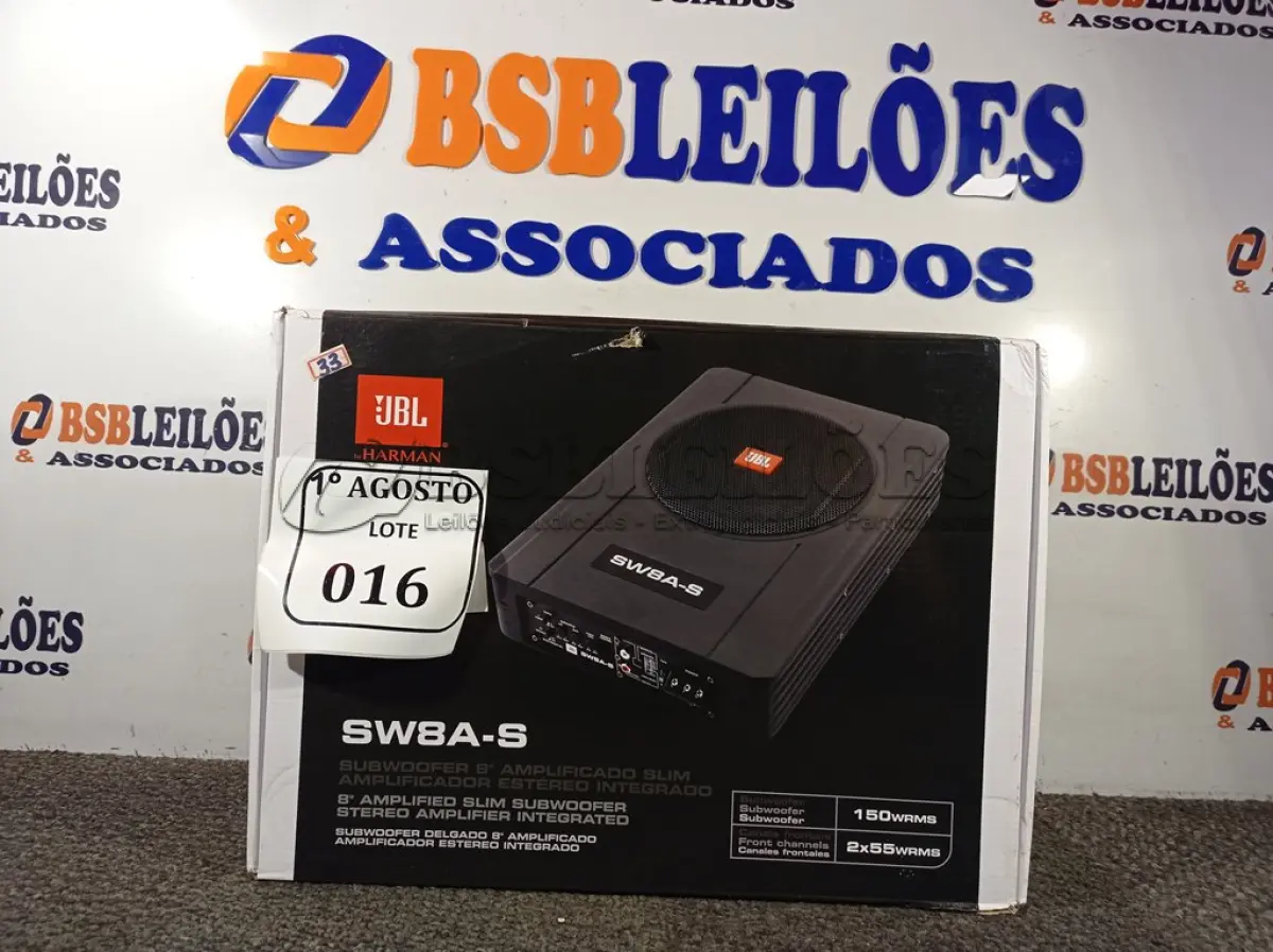 LOTE 016 - 01 SUBWOOFER SW8A-S 150WRMS. (NO ESTADO) ATENÇÃO! FAZER A VISITAÇÃO ANTES DE ARREMATAR, NÃO SABEMOS SE FUNCIONA. LEILÃO NÃO TEM GARANTIA E NEM DEVOLUÇÃO, SUJEITO A POSSÍVEIS AVARIAS VISÍVEIS/OCULTAS E/OU AUSÊNCIA DE COMPONENTES.