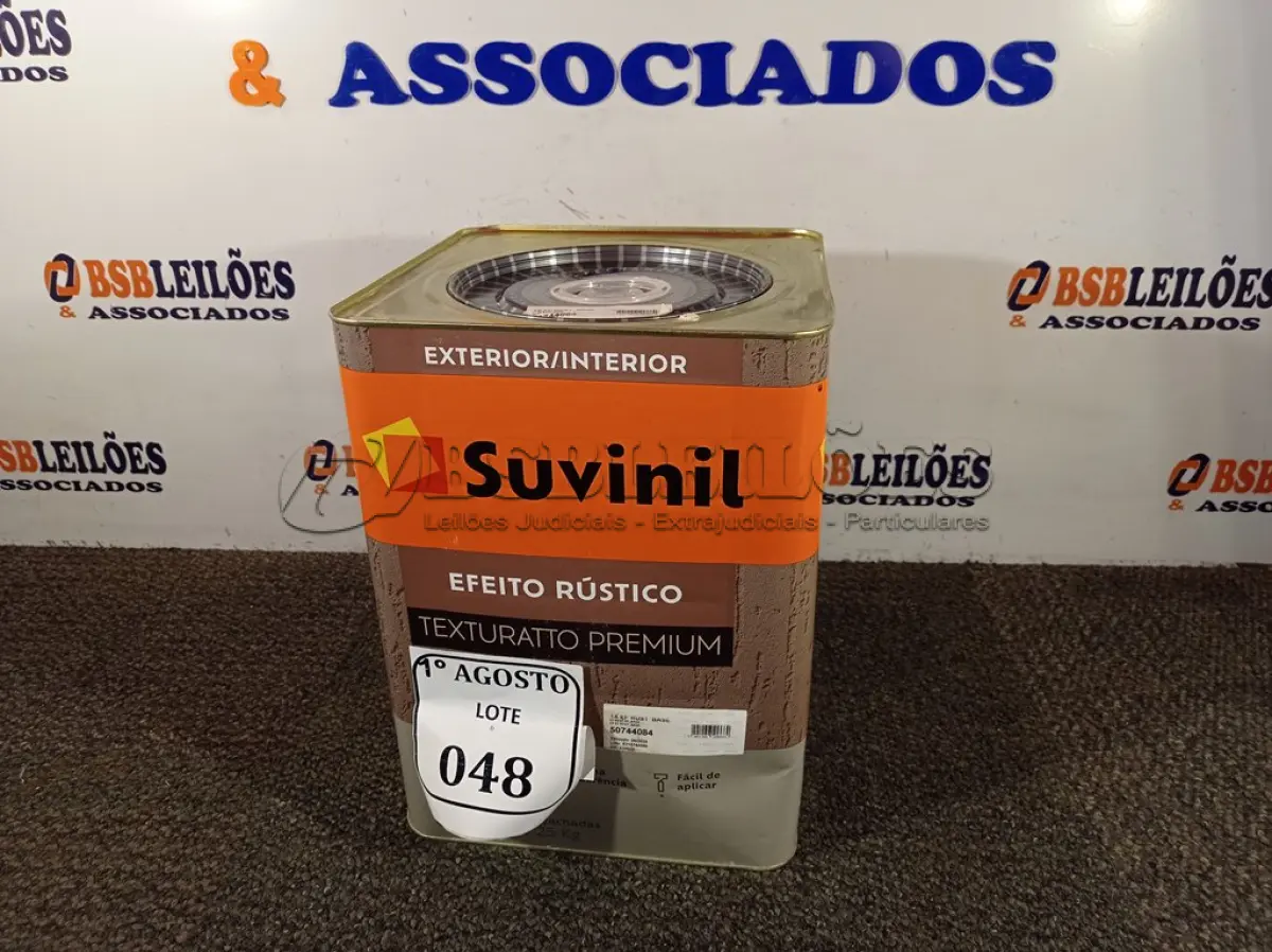LOTE 048 - 01 LATA DE TINTA TEXTURATTO PREMIUM EFEITO RÚSTICO INTERIOR/EXTERIOR SUVINIL 25KG. (NO ESTADO) ATENÇÃO! FAZER A VISITAÇÃO ANTES DE ARREMATAR, NÃO SABEMOS SE FUNCIONA. LEILÃO NÃO TEM GARANTIA E NEM DEVOLUÇÃO, SUJEITO A POSSÍVEIS AVARIAS VISÍVEIS/OCULTAS E/OU AUSÊNCIA DE COMPONENTES.