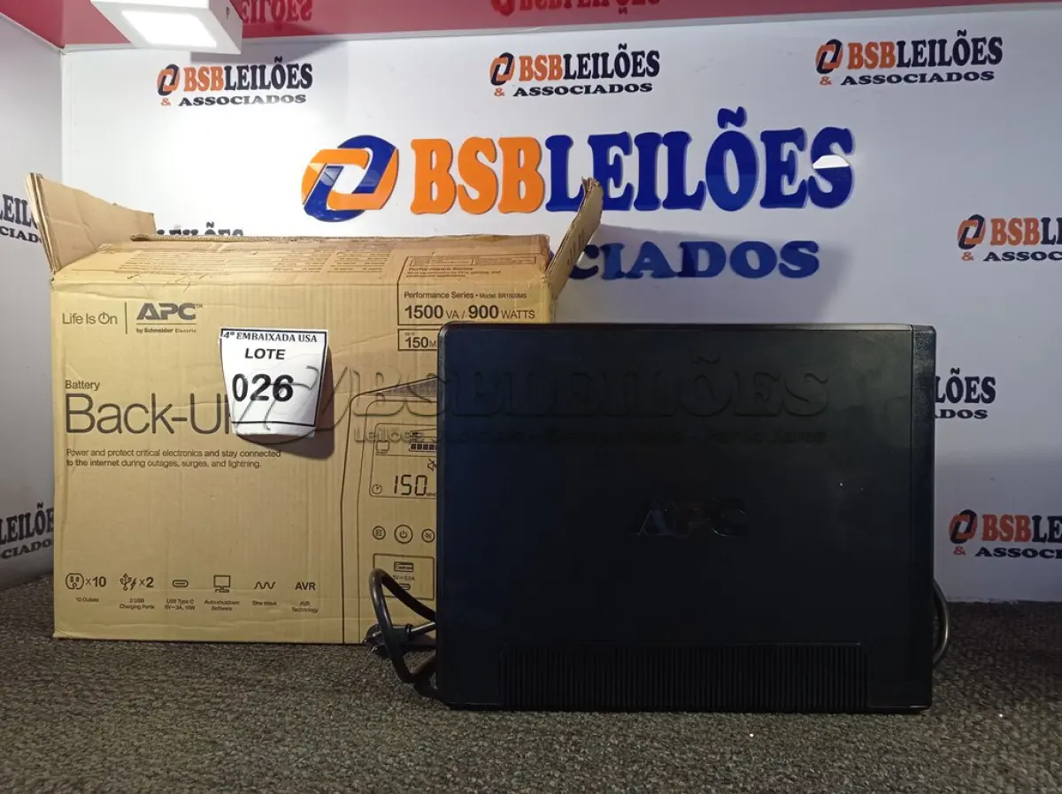 LOTE 026 - 01 NOBREAK APC 110/110 DE 1500VA UP BATTERIE. DRYER. (NO ESTADO EM QUE SE ENCONTRA. SUJEITO A AVARIAS OCULTAS/VISÍVEIS.)0000040