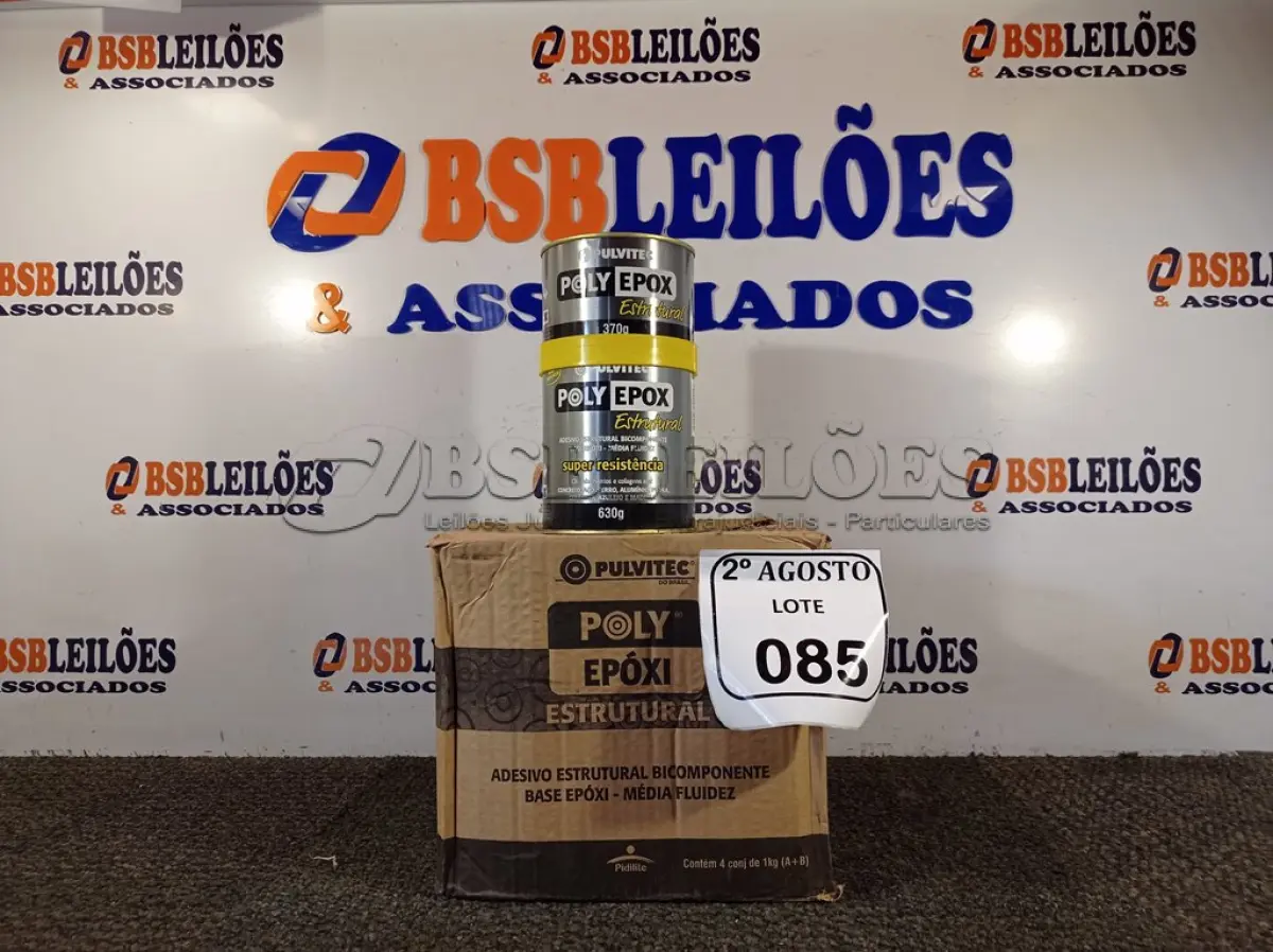 LOTE 085 - 04 ADESIVOS POLYEPOX 630G CADA. (NO ESTADO) ATENÇÃO! FAZER A VISITAÇÃO ANTES DE ARREMATAR, NÃO SABEMOS SE FUNCIONA. LEILÃO NÃO TEM GARANTIA E NEM DEVOLUÇÃO, SUJEITO A POSSÍVEIS AVARIAS VISÍVEIS/OCULTAS E/OU AUSÊNCIA DE COMPONENTES.