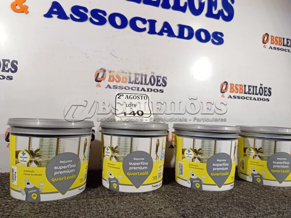 LOTE 140 - 04 POTES DE REJUNTE SUPERFINO PREMIUM QUARTZOLIT DE 2KG CADA. (NO ESTADO) ATENÇÃO! FAZER A VISITAÇÃO ANTES DE ARREMATAR, NÃO SABEMOS SE FUNCIONA. LEILÃO NÃO TEM GARANTIA E NEM DEVOLUÇÃO, SUJEITO A POSSÍVEIS AVARIAS VISÍVEIS/OCULTAS E/OU AUSÊNCIA DE COMPONENTES.