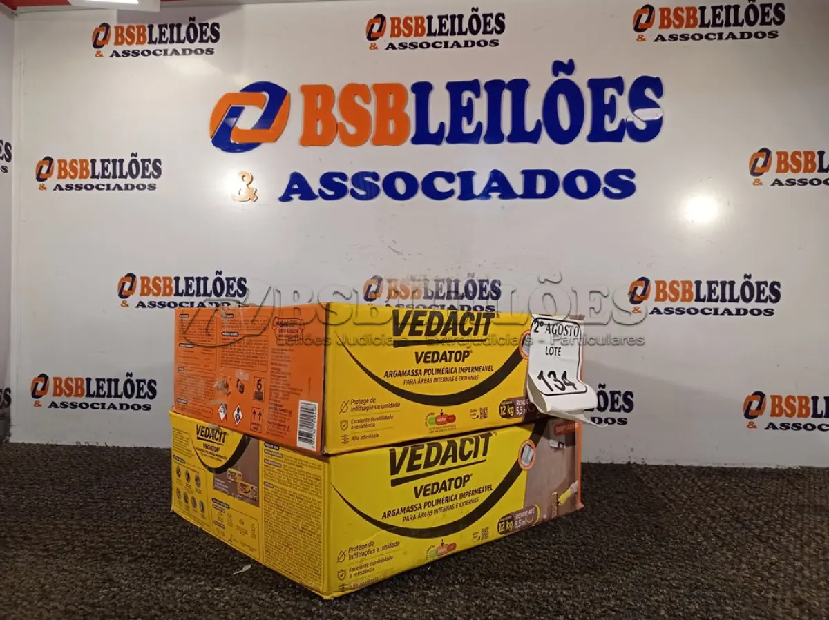 LOTE 134 - 02 VEDACIT ARGAMASSA POLIMÉRICA IMPERMEÁVEL 12KGS CADA. (NO ESTADO) ATENÇÃO! FAZER A VISITAÇÃO ANTES DE ARREMATAR, NÃO SABEMOS SE FUNCIONA. LEILÃO NÃO TEM GARANTIA E NEM DEVOLUÇÃO, SUJEITO A POSSÍVEIS AVARIAS VISÍVEIS/OCULTAS E/OU AUSÊNCIA DE COMPONENTES.