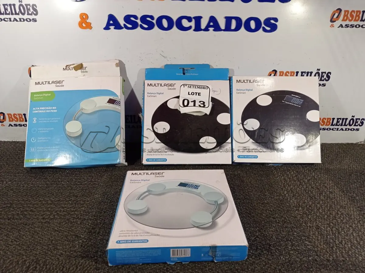 LOTE 013 - 04 BALANÇAS MULTILASER. (NO ESTADO) ATENÇÃO! FAZER A VISITAÇÃO ANTES DE ARREMATAR, NÃO SABEMOS SE FUNCIONA. LEILÃO NÃO TEM GARANTIA E NEM DEVOLUÇÃO, SUJEITO A POSSÍVEIS AVARIAS VISÍVEIS/OCULTAS E/OU AUSÊNCIA DE COMPONENTES.