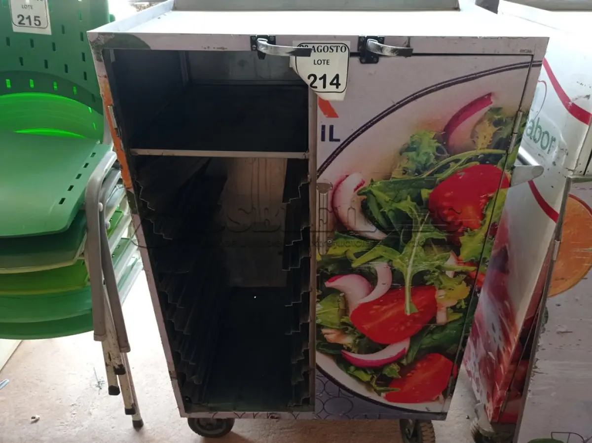 LOTE 214 - 01 CARRINHO PARA FRIOS EM INOX. (NO ESTADO) ATENÇÃO! FAZER A VISITAÇÃO ANTES DE ARREMATAR, NÃO SABEMOS SE FUNCIONA. LEILÃO NÃO TEM GARANTIA E NEM DEVOLUÇÃO, SUJEITO A POSSÍVEIS AVARIAS VISÍVEIS/OCULTAS E/OU AUSÊNCIA DE COMPONENTES.