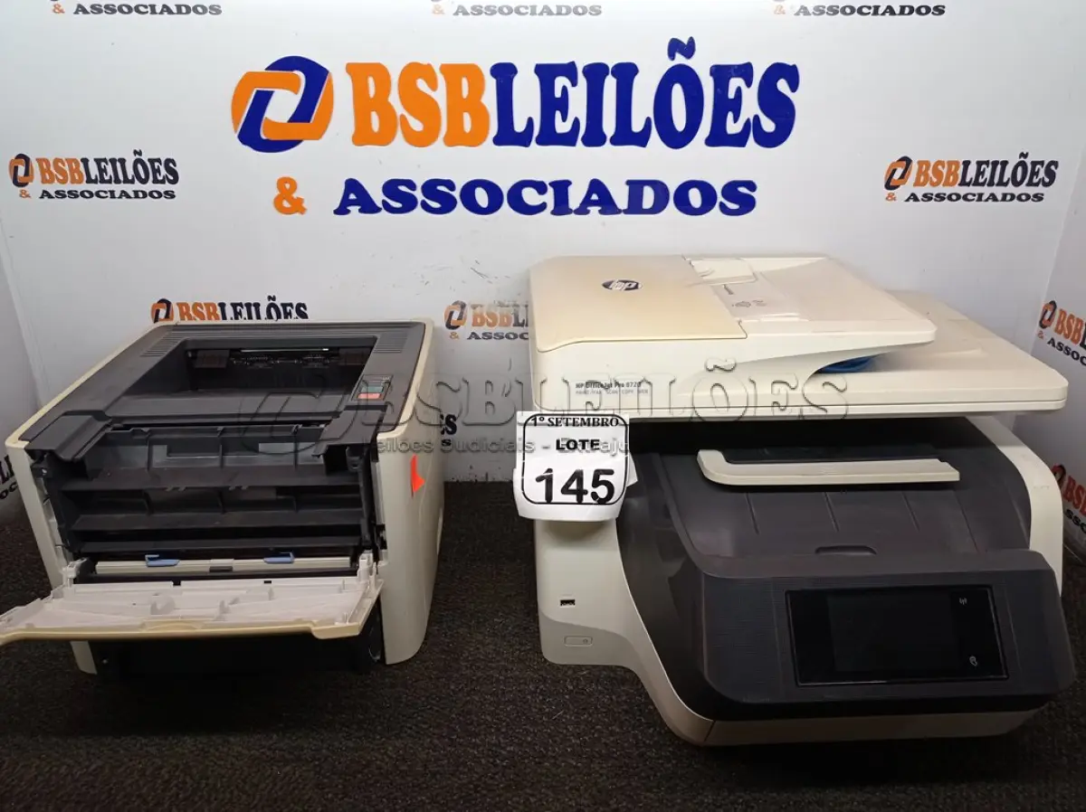 LOTE 145 - 02 IMPRESSORAS HP SENDO UMA MULTIFUNCIONAL.  (NO ESTADO) ATENÇÃO! FAZER A VISITAÇÃO ANTES DE ARREMATAR, NÃO SABEMOS SE FUNCIONA. LEILÃO NÃO TEM GARANTIA E NEM DEVOLUÇÃO, SUJEITO A POSSÍVEIS AVARIAS VISÍVEIS/OCULTAS E/OU AUSÊNCIA DE COMPONENTES.