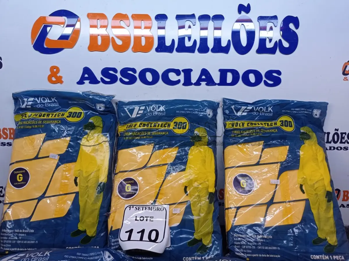 LOTE 110 - 05 MACACÕES DE SEGURANÇA VOLH GOVERTECH 300 TAMANHO G. (NO ESTADO) ATENÇÃO! FAZER A VISITAÇÃO ANTES DE ARREMATAR, NÃO SABEMOS SE FUNCIONA. LEILÃO NÃO TEM GARANTIA E NEM DEVOLUÇÃO, SUJEITO A POSSÍVEIS AVARIAS VISÍVEIS/OCULTAS E/OU AUSÊNCIA DE COMPONENTES.