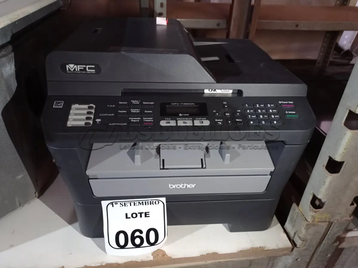 LOTE 060 - 01 IMPRESSORA MULTIFUNCIONAL MARCA BROTHER MODELO MFC-7460DN. (NO ESTADO) ATENÇÃO! FAZER A VISITAÇÃO ANTES DE ARREMATAR, NÃO SABEMOS SE FUNCIONA. LEILÃO NÃO TEM GARANTIA E NEM DEVOLUÇÃO, SUJEITO A POSSÍVEIS AVARIAS VISÍVEIS/OCULTAS E/OU AUSÊNCIA DE COMPONENTES.