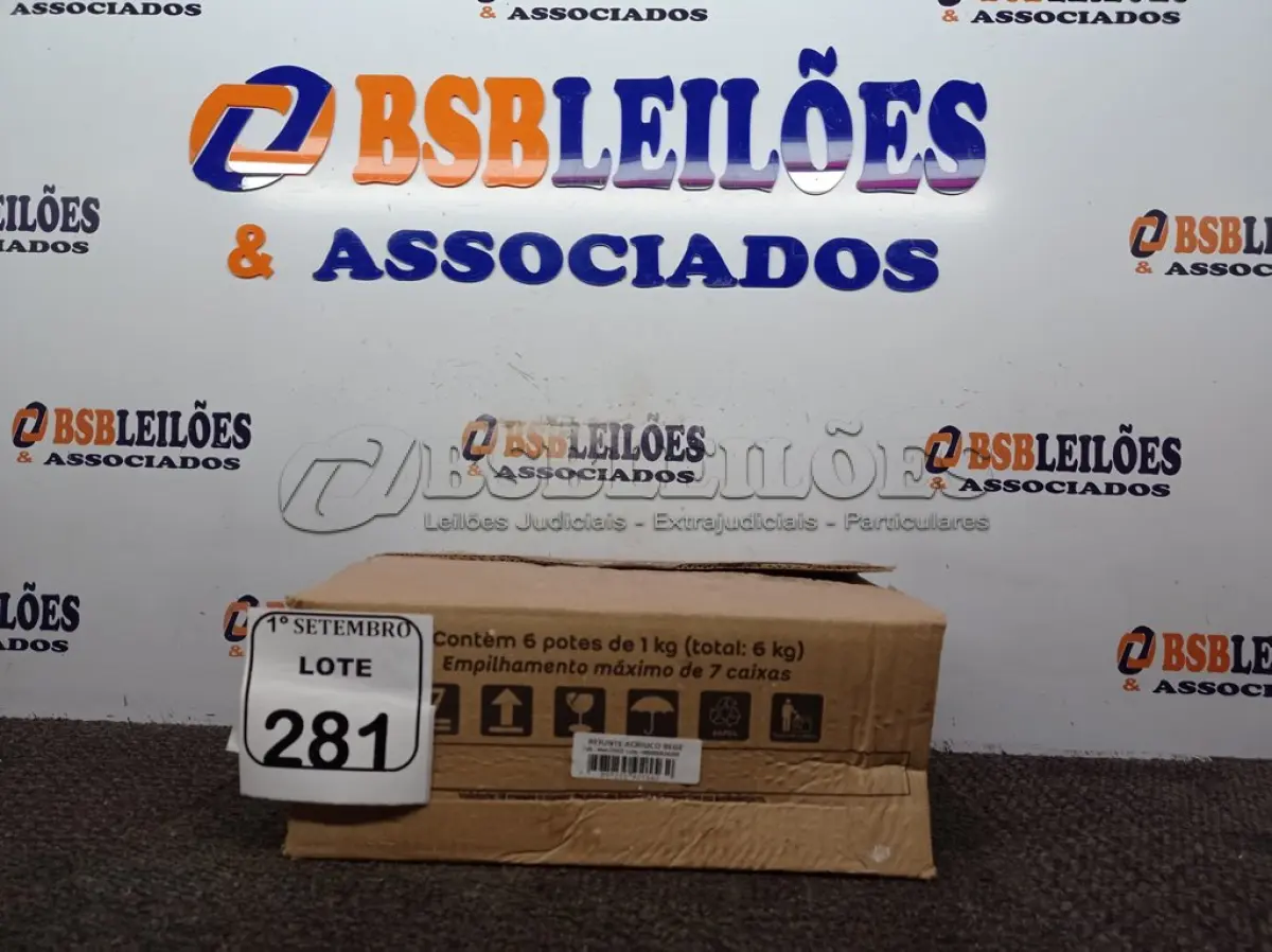 LOTE 281 - 06 REJUNTES ACRÍLICO NA COR CORDA DE 01KG CADA. (NO ESTADO) ATENÇÃO! FAZER A VISITAÇÃO ANTES DE ARREMATAR, NÃO SABEMOS SE FUNCIONA. LEILÃO NÃO TEM GARANTIA E NEM DEVOLUÇÃO, SUJEITO A POSSÍVEIS AVARIAS VISÍVEIS/OCULTAS E/OU AUSÊNCIA DE COMPONENTES.