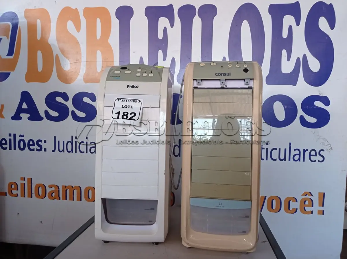 LOTE 182 - 02 CLIMATIZADORES MARCAS E MODELOS DIVERSOS COM AVARIAS. (NO ESTADO) ATENÇÃO! FAZER A VISITAÇÃO ANTES DE ARREMATAR, NÃO SABEMOS SE FUNCIONA. LEILÃO NÃO TEM GARANTIA E NEM DEVOLUÇÃO, SUJEITO A POSSÍVEIS AVARIAS VISÍVEIS/OCULTAS E/OU AUSÊNCIA DE COMPONENTES.