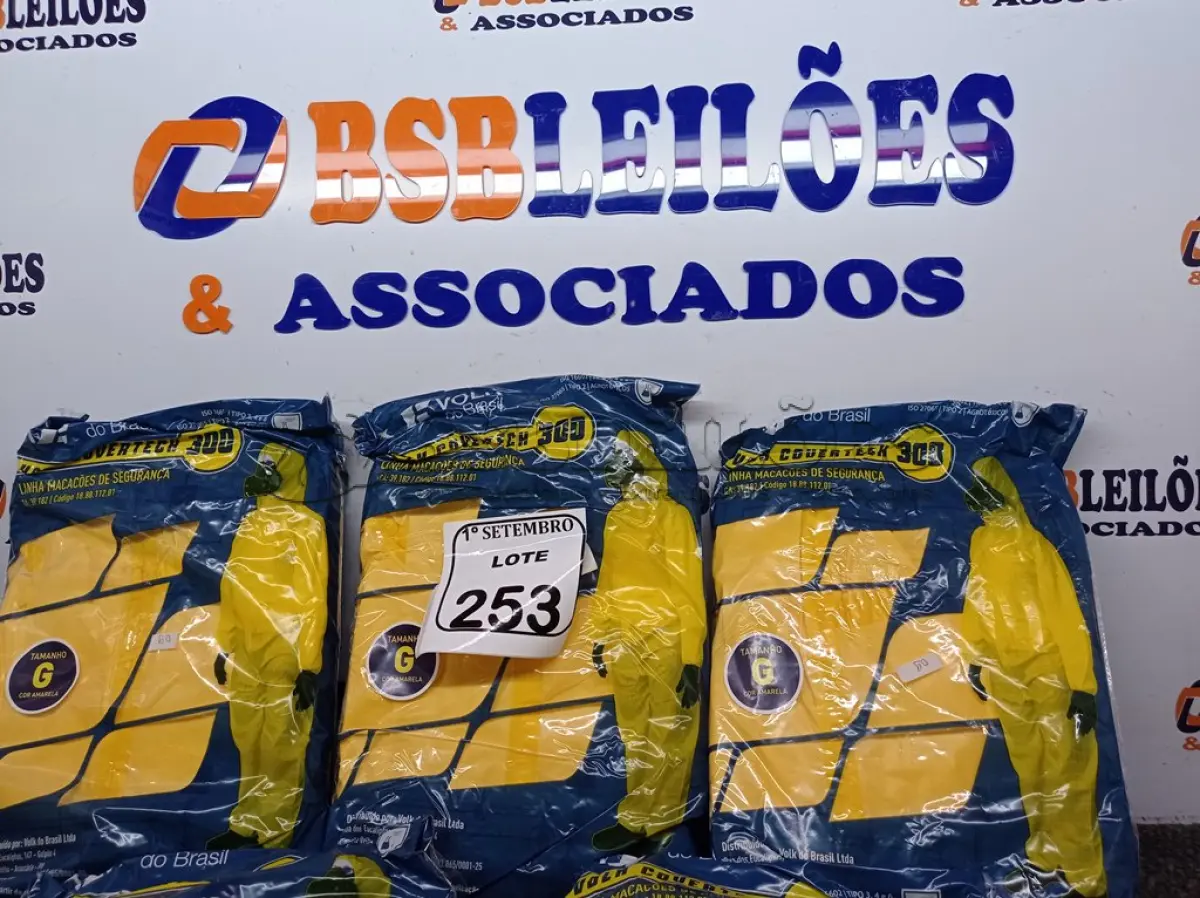 LOTE 253 - 05 MACACÕES MARCA VOLK DE PROTEÇÃO TAMANHO G COR AMARELO. (NO ESTADO) ATENÇÃO! FAZER A VISITAÇÃO ANTES DE ARREMATAR, NÃO SABEMOS SE FUNCIONA. LEILÃO NÃO TEM GARANTIA E NEM DEVOLUÇÃO, SUJEITO A POSSÍVEIS AVARIAS VISÍVEIS/OCULTAS E/OU AUSÊNCIA DE COMPONENTES.