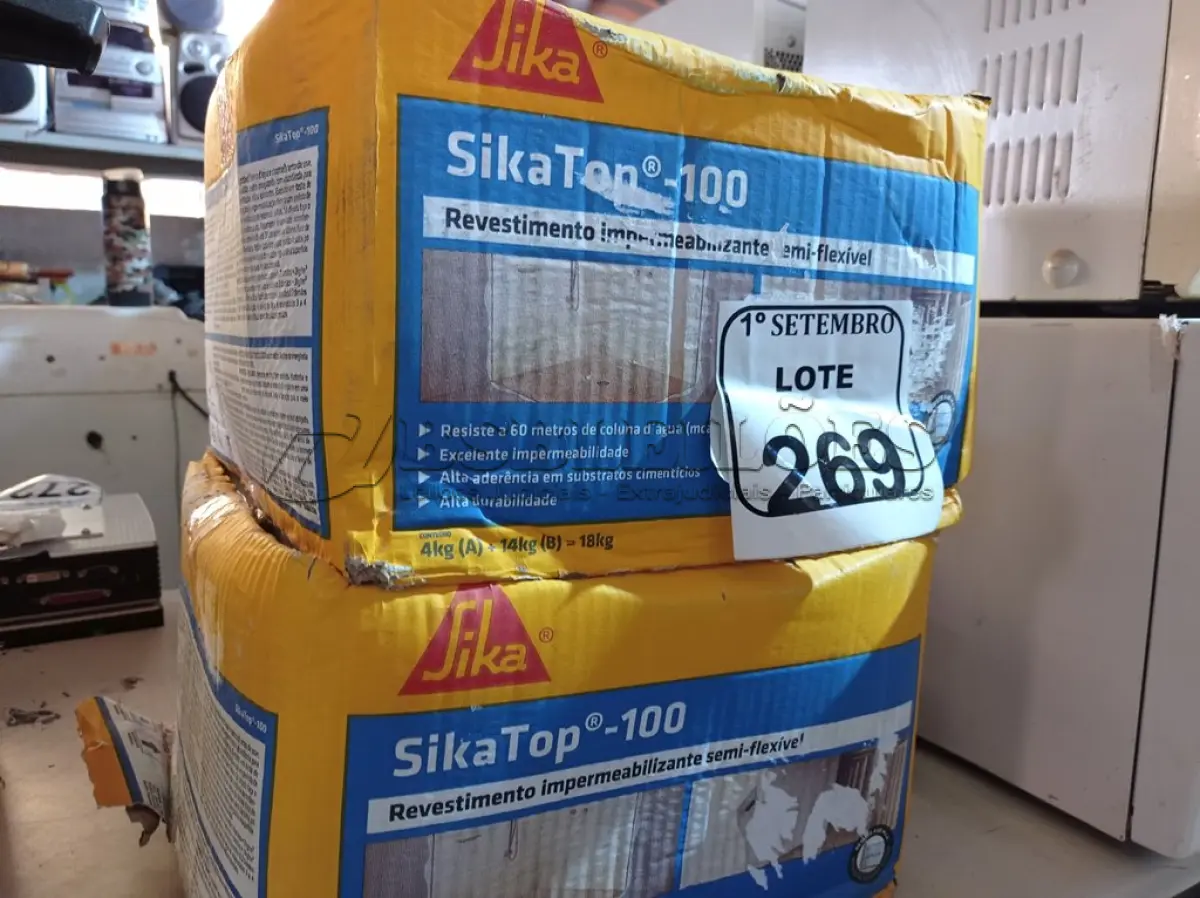 LOTE 269 - 02 CAIXAS SKITAOP-100 REVESTIMENTO IMPERMEABILIZANTE SEMI-FLEXÍVEL. (NO ESTADO) ATENÇÃO! FAZER A VISITAÇÃO ANTES DE ARREMATAR, NÃO SABEMOS SE FUNCIONA. LEILÃO NÃO TEM GARANTIA E NEM DEVOLUÇÃO, SUJEITO A POSSÍVEIS AVARIAS VISÍVEIS/OCULTAS E/OU AUSÊNCIA DE COMPONENTES.