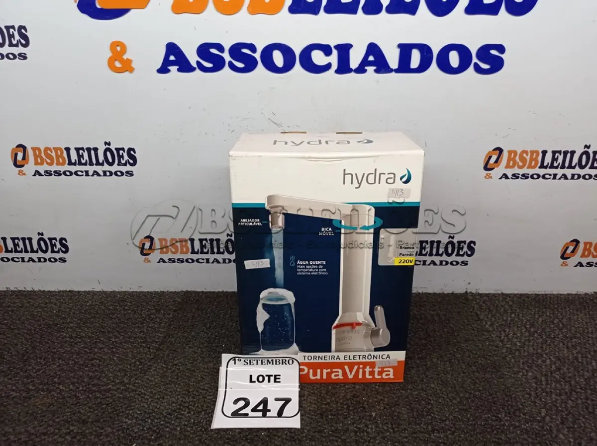 LOTE 247 - 01 TORNEIRA ELETRÔNICA PURA VITTA 220V ÁGUA QUENTE (NOVA). (NO ESTADO) ATENÇÃO! FAZER A VISITAÇÃO ANTES DE ARREMATAR, NÃO SABEMOS SE FUNCIONA. LEILÃO NÃO TEM GARANTIA E NEM DEVOLUÇÃO, SUJEITO A POSSÍVEIS AVARIAS VISÍVEIS/OCULTAS E/OU AUSÊNCIA DE COMPONENTES.