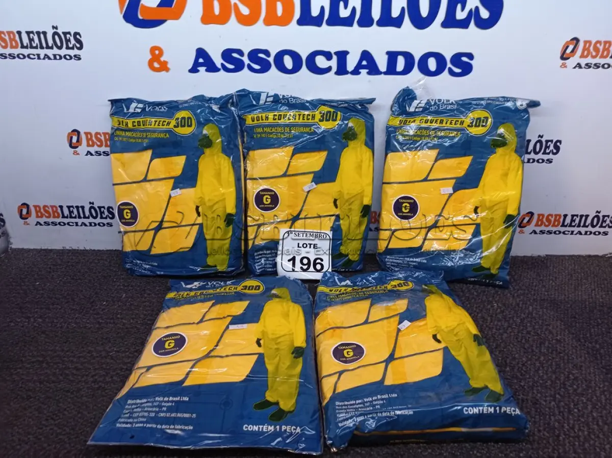 LOTE 196 - 05 MACACÕES MARCA VOLK DE PROTEÇÃO TAMANHO G COR AMARELO. (NO ESTADO) ATENÇÃO! FAZER A VISITAÇÃO ANTES DE ARREMATAR, NÃO SABEMOS SE FUNCIONA. LEILÃO NÃO TEM GARANTIA E NEM DEVOLUÇÃO, SUJEITO A POSSÍVEIS AVARIAS VISÍVEIS/OCULTAS E/OU AUSÊNCIA DE COMPONENTES.