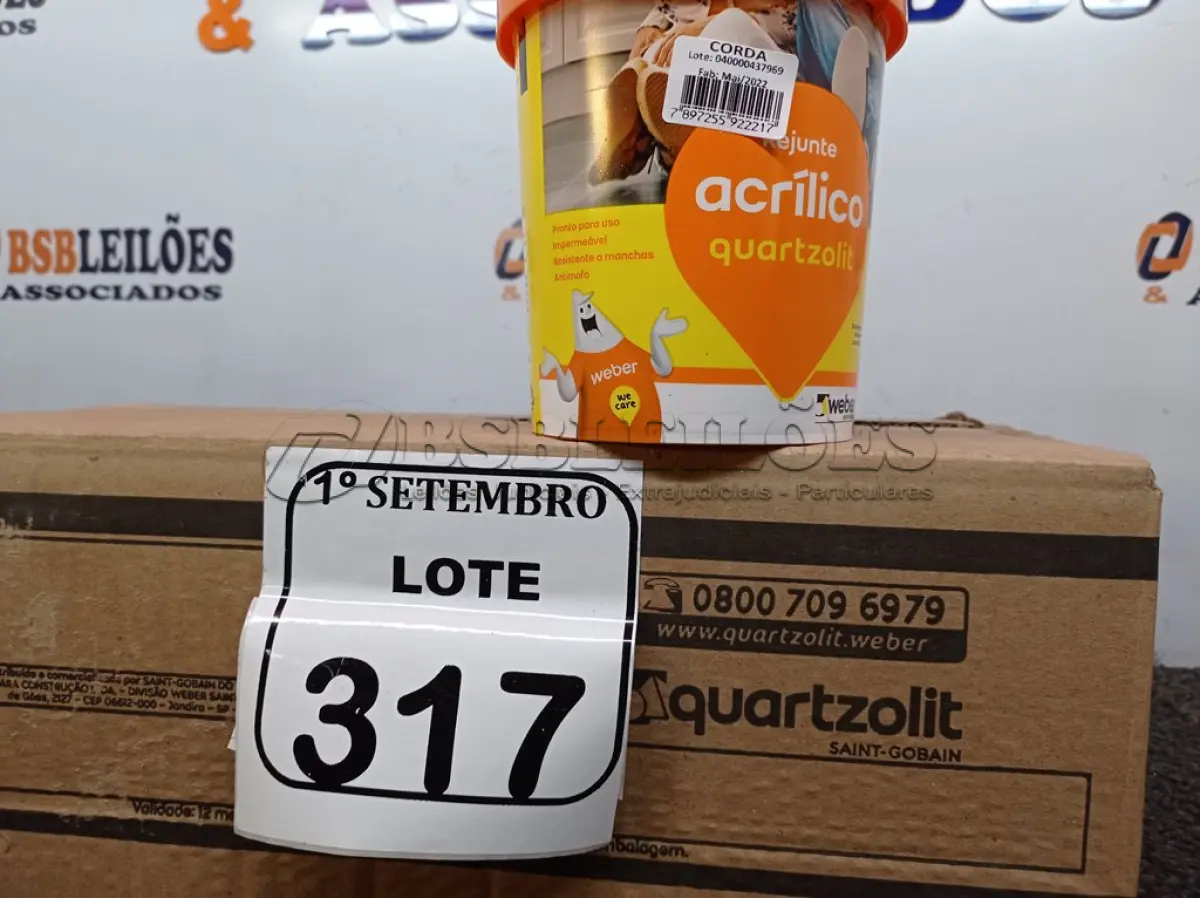 LOTE 317 - 06 REJUNTES ACRÍLICO NA COR CORDA DE 01KG CADA. (NO ESTADO) ATENÇÃO! FAZER A VISITAÇÃO ANTES DE ARREMATAR, NÃO SABEMOS SE FUNCIONA. LEILÃO NÃO TEM GARANTIA E NEM DEVOLUÇÃO, SUJEITO A POSSÍVEIS AVARIAS VISÍVEIS/OCULTAS E/OU AUSÊNCIA DE COMPONENTES.