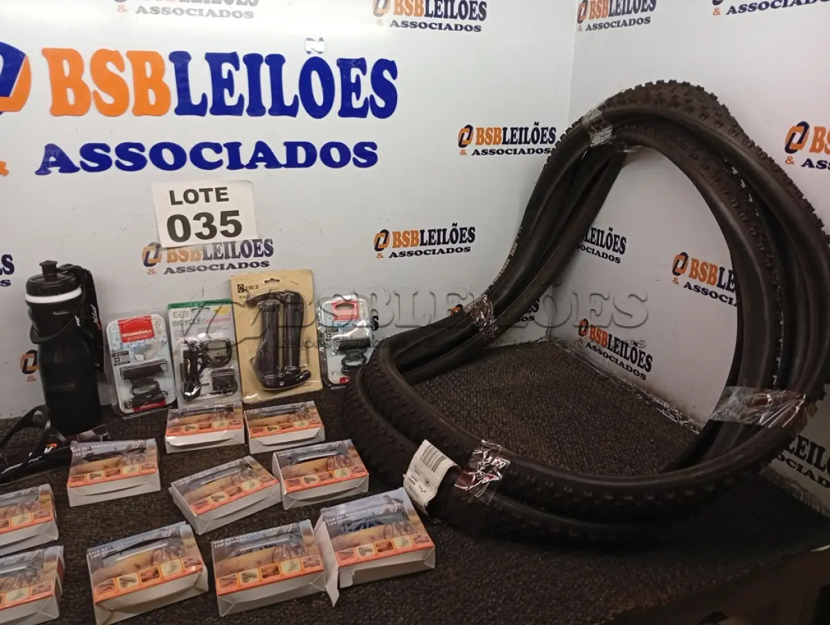 LOTE 035 - 22 – ITENS PARA BICICLETAS (NO ESTADO, NÃO SABEMOS SE FUNCIONA. LEILÃO NÃO TEM GARANTIA E NEM DEVOLUÇÃO, SUJEITO A POSSÍVEIS AVARIAS VISÍVEIS/OCULTAS E/OU AUSÊNCIA DE COMPONENTES)