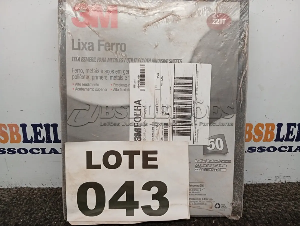 LOTE 043 - 50 - FOLHAS LIXA FERRO 221T GRÃO P100 225X275MM (NO ESTADO, NÃO SABEMOS SE FUNCIONA. LEILÃO NÃO TEM GARANTIA E NEM DEVOLUÇÃO, SUJEITO A POSSÍVEIS AVARIAS VISÍVEIS/OCULTAS E/OU AUSÊNCIA DE COMPONENTES)