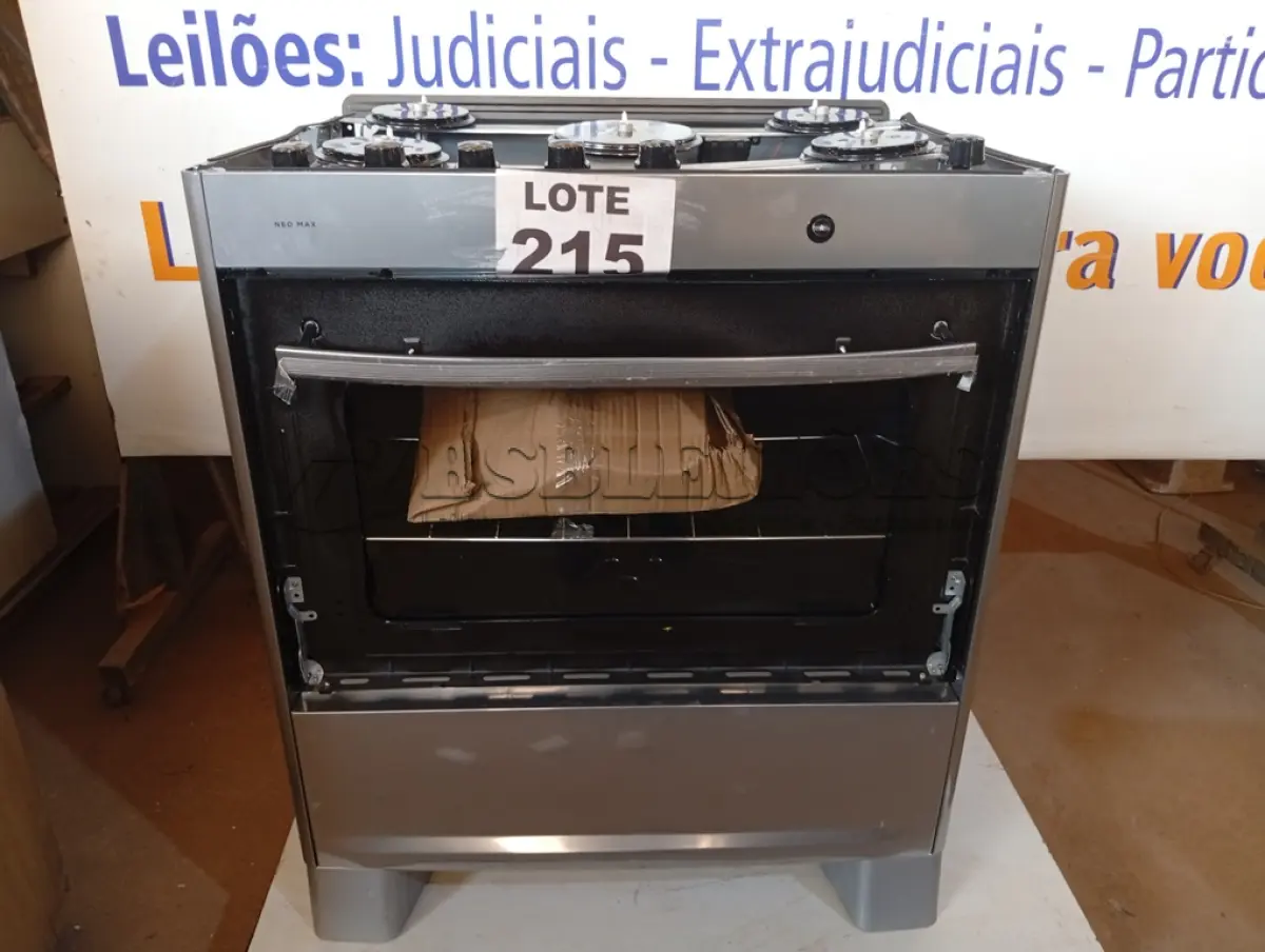 LOTE 215 - 01 - FOGÃO SUGGAR NEO MAX 5 BOCAS INOX (NO ESTADO, NÃO SABEMOS SE FUNCIONA. LEILÃO NÃO TEM GARANTIA E NEM DEVOLUÇÃO, SUJEITO A POSSÍVEIS AVARIAS VISÍVEIS/OCULTAS E/OU AUSÊNCIA DE COMPONENTES)