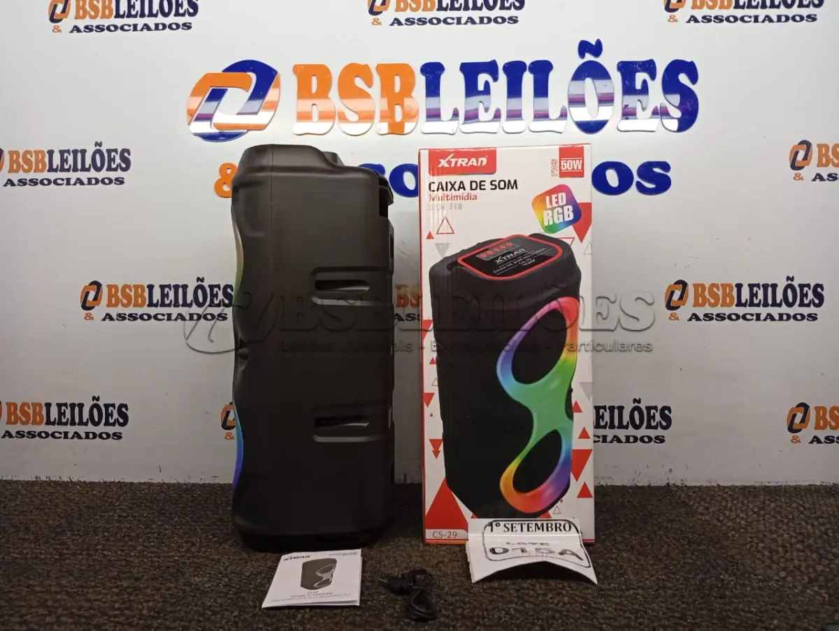 LOTE 015 - 01 CAIXA DE SOM MULTIMÍDIA SEM FIO MARCA XTRAD MODELO CS-29 (NOVO) (NO ESTADO) ATENÇÃO! FAZER A VISITAÇÃO ANTES DE ARREMATAR, NÃO SABEMOS SE FUNCIONA. LEILÃO NÃO TEM GARANTIA E NEM DEVOLUÇÃO, SUJEITO A POSSÍVEIS AVARIAS VISÍVEIS/OCULTAS E/OU AUSÊNCIA DE COMPONENTES.