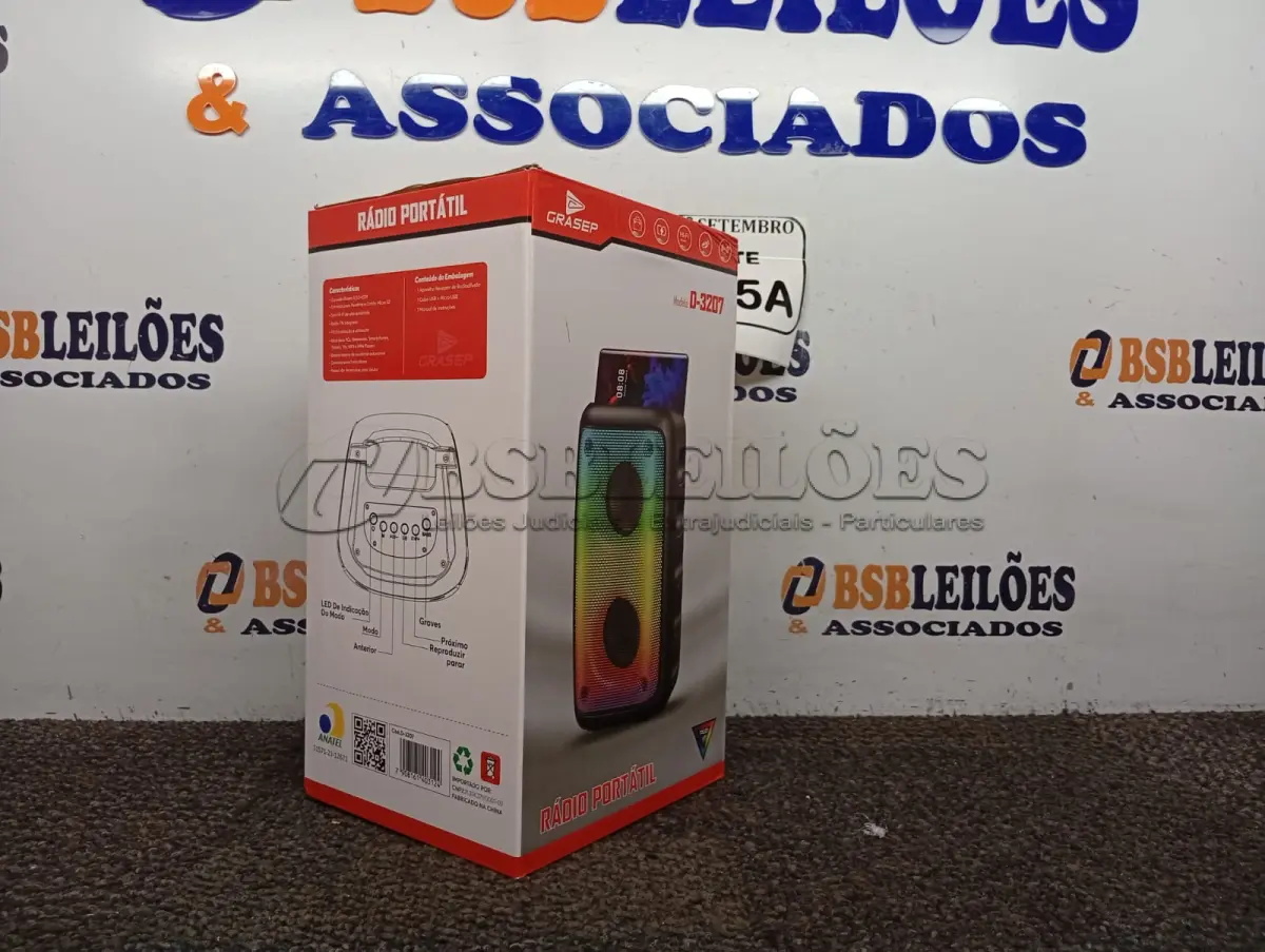 LOTE 055 - 01 RÁDIO PORTÁTIL COM BLUETOOTH MARCA GRASEP MODELO D-3207. (NOVO) (NO ESTADO) ATENÇÃO! FAZER A VISITAÇÃO ANTES DE ARREMATAR, NÃO SABEMOS SE FUNCIONA. LEILÃO NÃO TEM GARANTIA E NEM DEVOLUÇÃO, SUJEITO A POSSÍVEIS AVARIAS VISÍVEIS/OCULTAS E/OU AUSÊNCIA DE COMPONENTES.