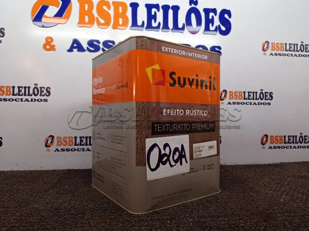 LOTE 020 - 01 LATA DE TINTA TEXTURATTO PREMIUM EFEITO RÚSTICO INTERIOR/EXTERIOR SUVINIL 25KG. (NO ESTADO) ATENÇÃO! FAZER A VISITAÇÃO ANTES DE ARREMATAR, NÃO SABEMOS SE FUNCIONA. LEILÃO NÃO TEM GARANTIA E NEM DEVOLUÇÃO, SUJEITO A POSSÍVEIS AVARIAS VISÍVEIS/OCULTAS E/OU AUSÊNCIA DE COMPONENTES.