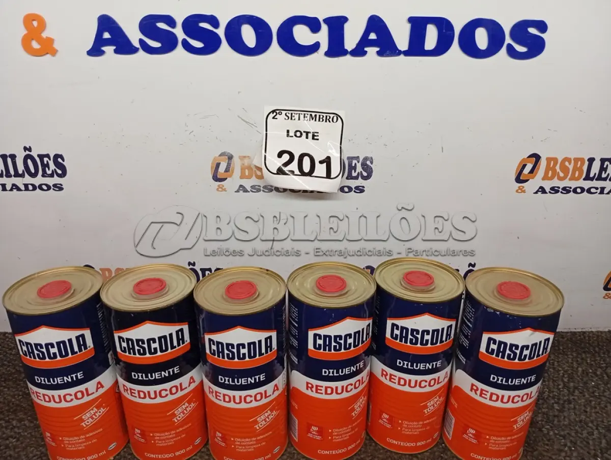 LOTE 201 - 06 DILUENTES MARCA CASCOLA. (NO ESTADO) ATENÇÃO! FAZER A VISITAÇÃO ANTES DE ARREMATAR, NÃO SABEMOS SE FUNCIONA. LEILÃO NÃO TEM GARANTIA E NEM DEVOLUÇÃO, SUJEITO A POSSÍVEIS AVARIAS VISÍVEIS/OCULTAS E/OU AUSÊNCIA DE COMPONENTES.
