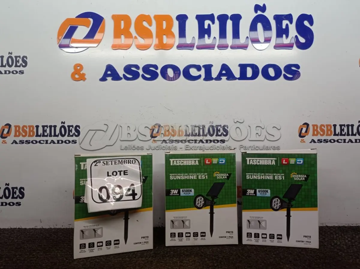 LOTE 094 - 03 ESPETOS JARDIM SOLAR SUNSHINE ES1 3W LED 6500K TASHIBRA NOVO. (NO ESTADO) (NO ESTADO) ATENÇÃO! FAZER A VISITAÇÃO ANTES DE ARREMATAR, NÃO SABEMOS SE FUNCIONA. LEILÃO NÃO TEM GARANTIA E NEM DEVOLUÇÃO, SUJEITO A POSSÍVEIS AVARIAS VISÍVEIS/OCULTAS E/OU AUSÊNCIA DE COMPONENTES.