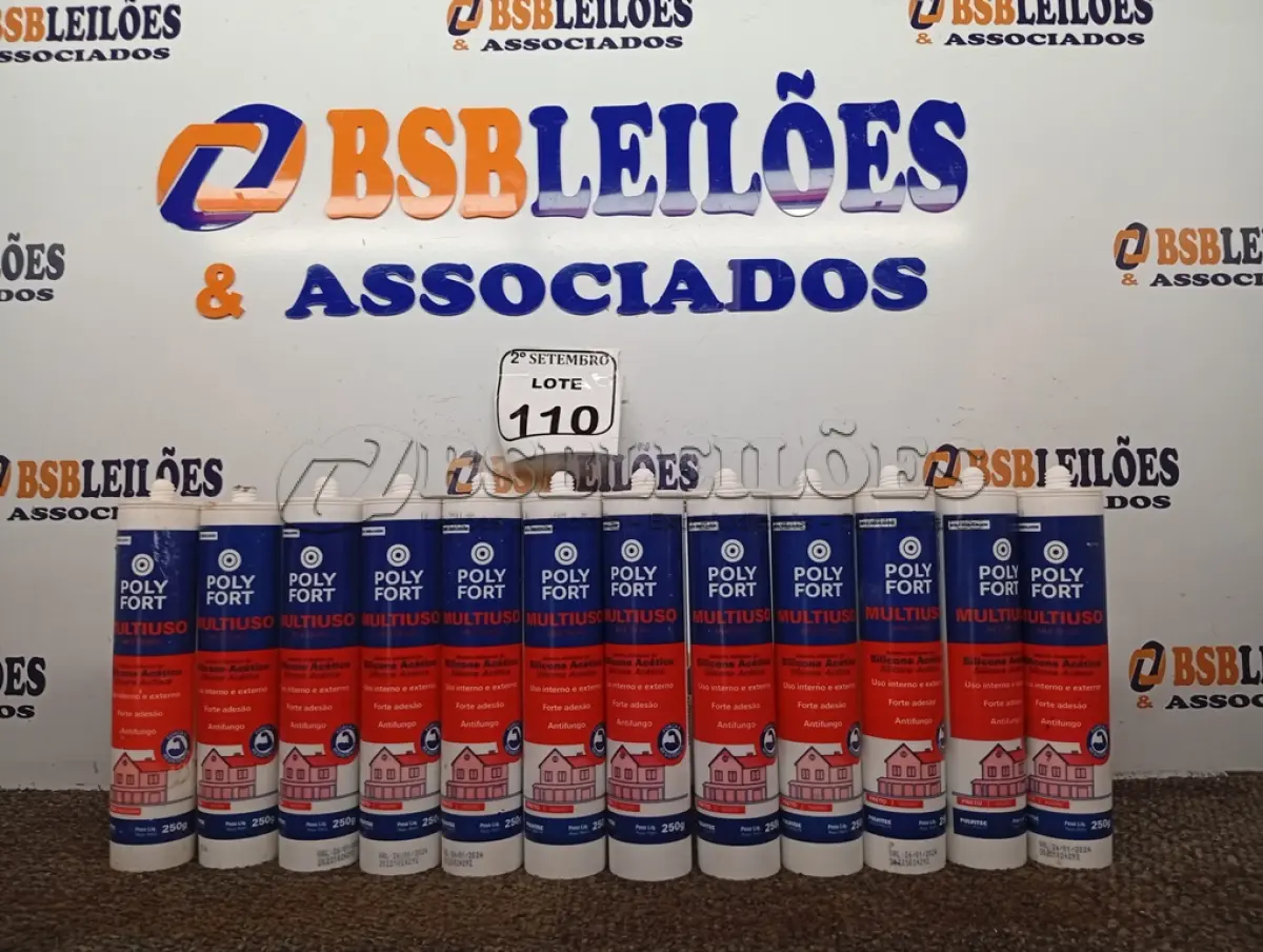 LOTE 110 - 12 CARTUCHOS DE SILICONE ACÉTICO MULTIUSO POLYFORT DE 250G CADA. (NO ESTADO) ATENÇÃO! FAZER A VISITAÇÃO ANTES DE ARREMATAR, NÃO SABEMOS SE FUNCIONA. LEILÃO NÃO TEM GARANTIA E NEM DEVOLUÇÃO, SUJEITO A POSSÍVEIS AVARIAS VISÍVEIS/OCULTAS E/OU AUSÊNCIA DE COMPONENTES.