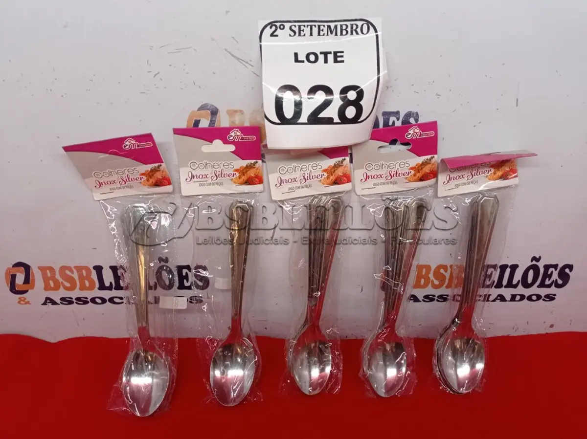 LOTE 028 - 05 KITS DE COLHERES COM 06 PEÇAS CADA. (NO ESTADO) ATENÇÃO! FAZER A VISITAÇÃO ANTES DE ARREMATAR, NÃO SABEMOS SE FUNCIONA. LEILÃO NÃO TEM GARANTIA E NEM DEVOLUÇÃO, SUJEITO A POSSÍVEIS AVARIAS VISÍVEIS/OCULTAS E/OU AUSÊNCIA DE COMPONENTES.