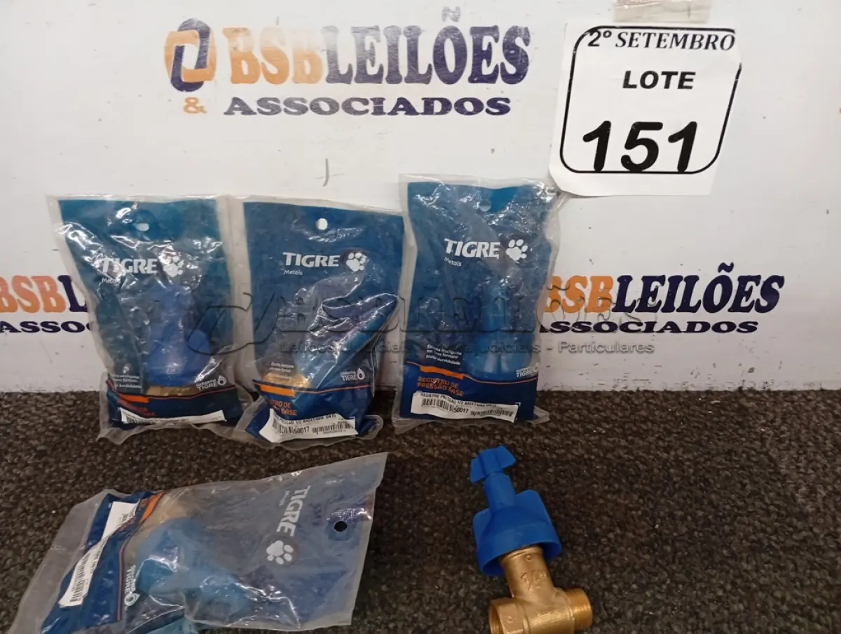 LOTE 151 - 05 BASES REGISTRO PRESSAO 1/2 TIGRE. (NO ESTADO) ATENÇÃO! FAZER A VISITAÇÃO ANTES DE ARREMATAR, NÃO SABEMOS SE FUNCIONA. LEILÃO NÃO TEM GARANTIA E NEM DEVOLUÇÃO, SUJEITO A POSSÍVEIS AVARIAS VISÍVEIS/OCULTAS E/OU AUSÊNCIA DE COMPONENTES.