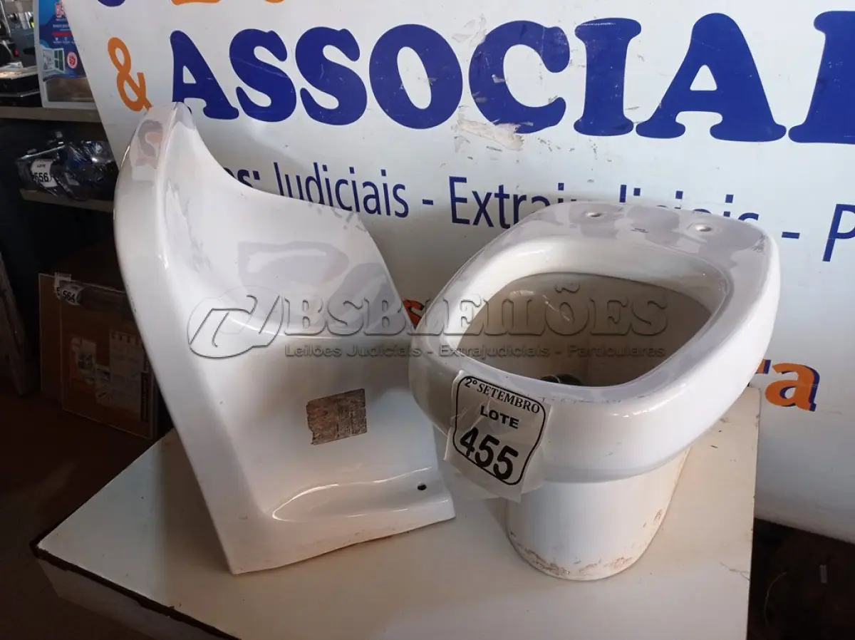 LOTE 455 - 01 VASO DECA E 01 TANQUE. (NO ESTADO) ATENÇÃO! FAZER A VISITAÇÃO ANTES DE ARREMATAR, NÃO SABEMOS SE FUNCIONA. LEILÃO NÃO TEM GARANTIA E NEM DEVOLUÇÃO, SUJEITO A POSSÍVEIS AVARIAS VISÍVEIS/OCULTAS E/OU AUSÊNCIA DE COMPONENTES.